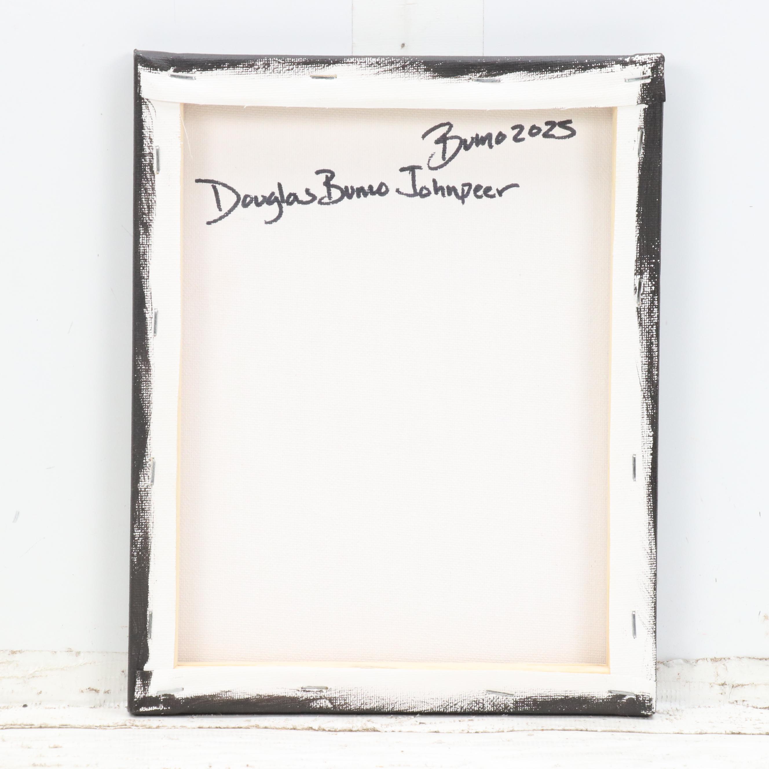 Doug "Bumo" Johnpeer Surrealist Forest Landscape Painting with UFOs, 2025