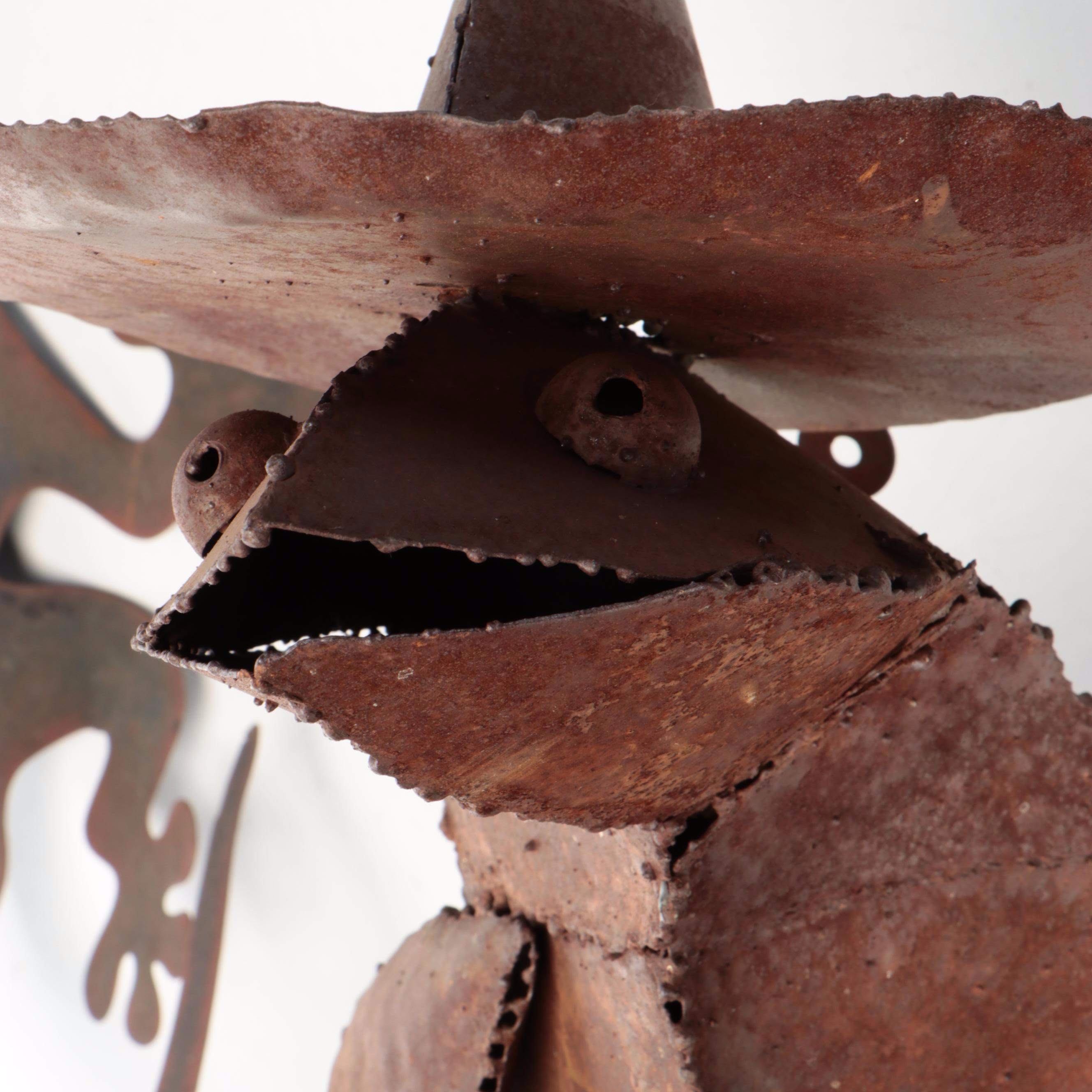 Sculpted Sheet Metal Lizard and Banjo-Playing Frog