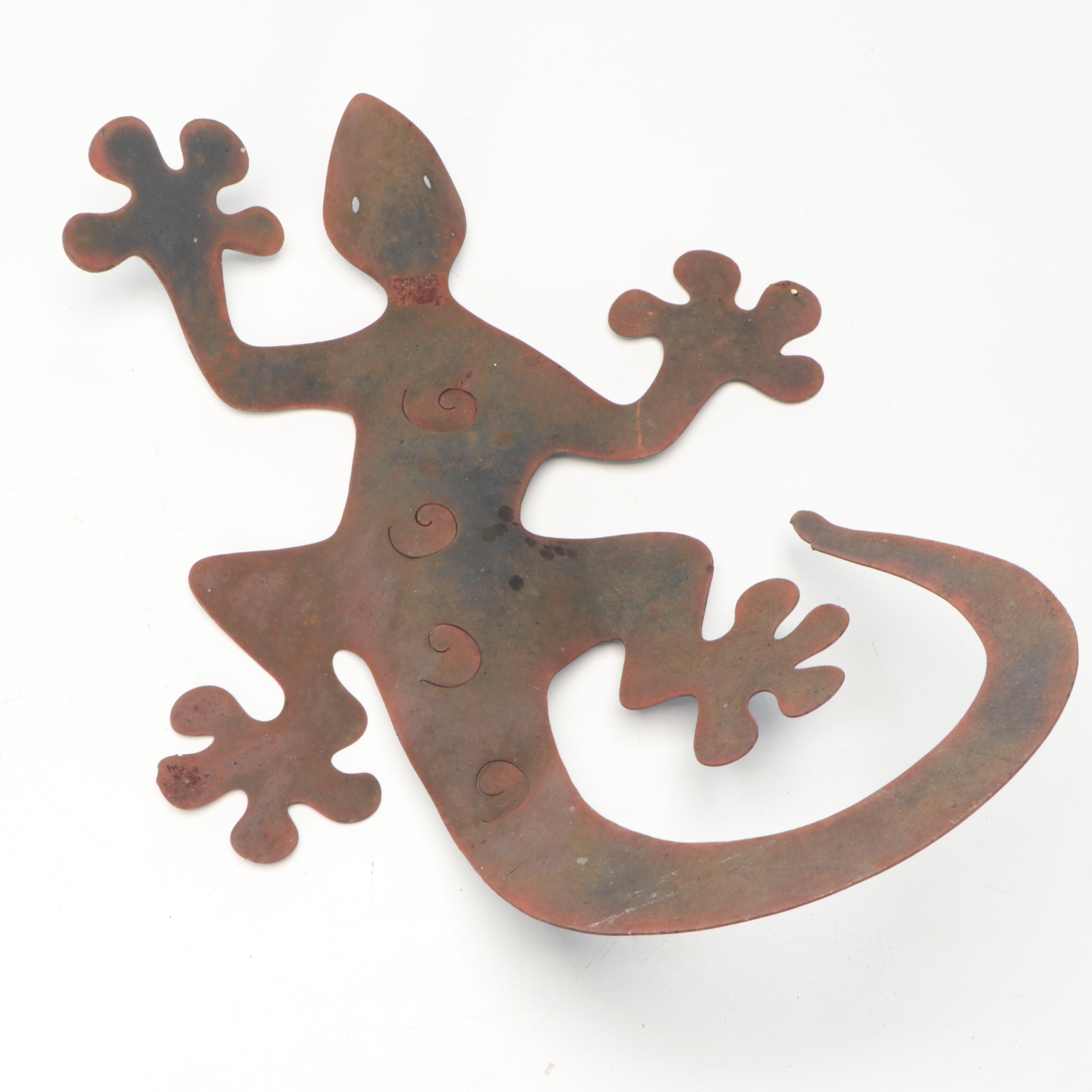 Sculpted Sheet Metal Lizard and Banjo-Playing Frog