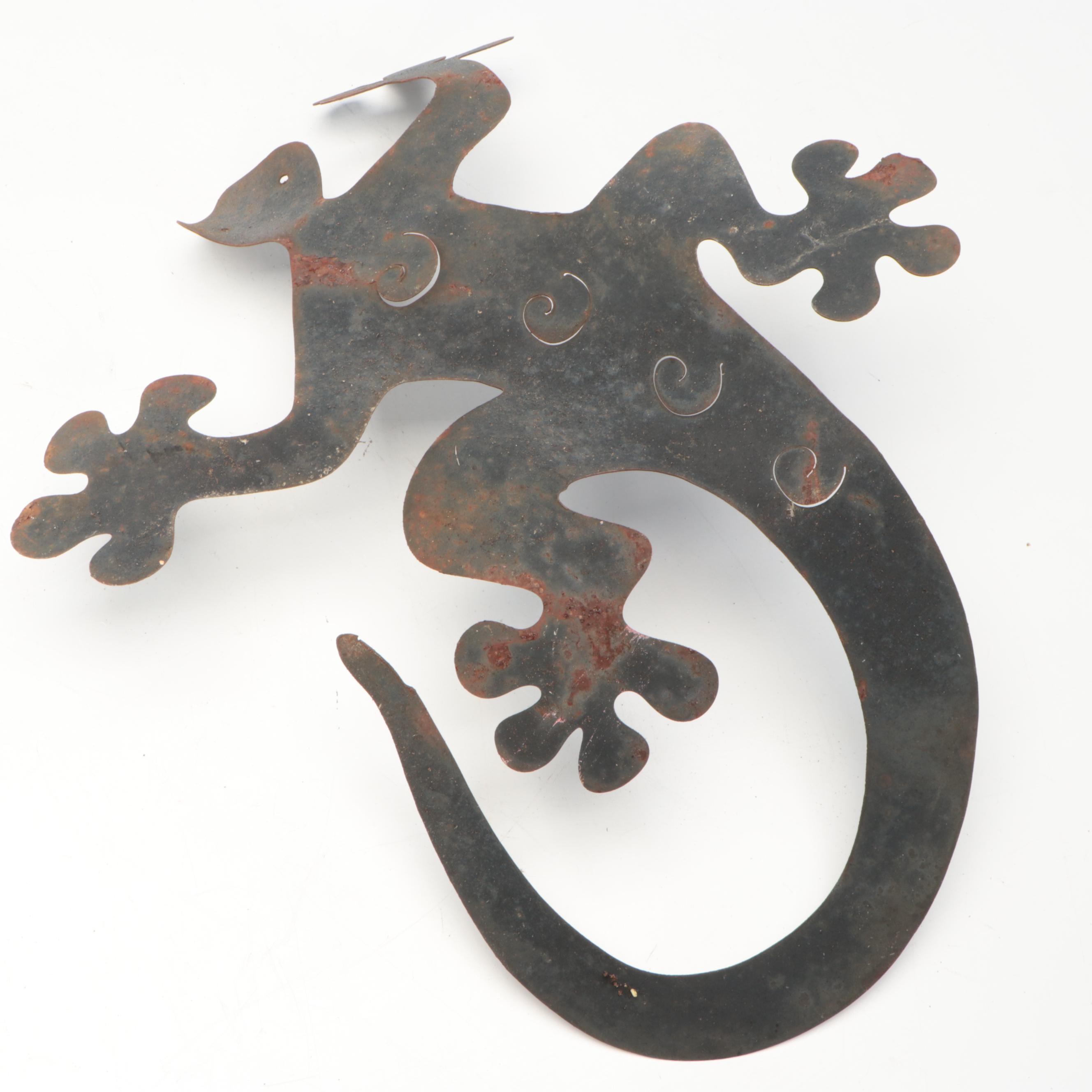 Sculpted Sheet Metal Lizard and Banjo-Playing Frog