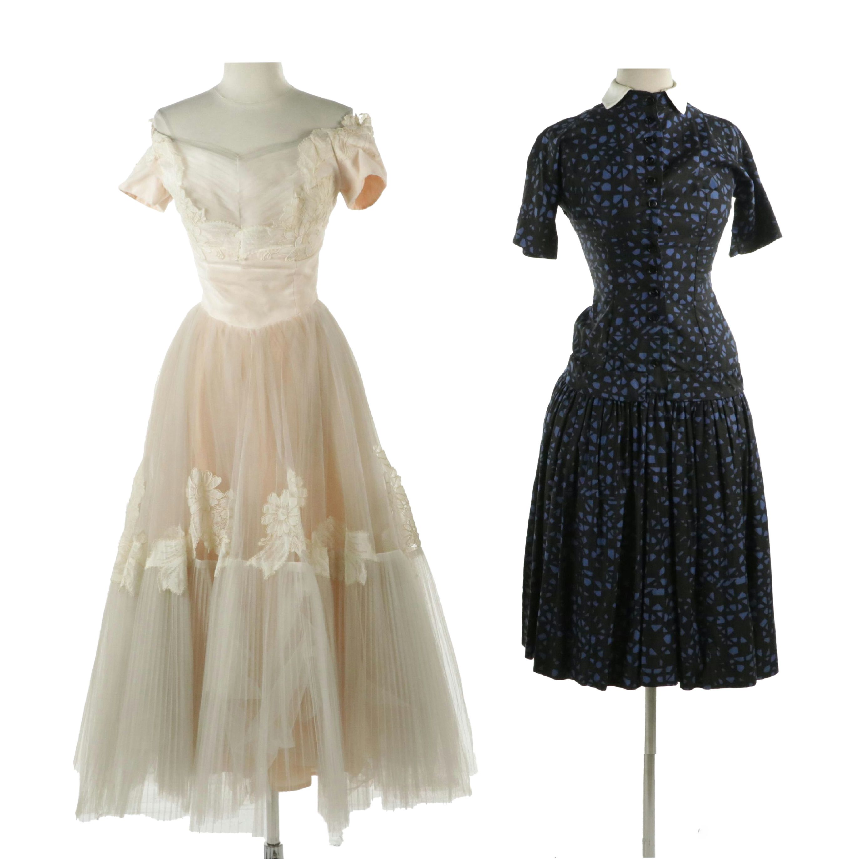 Cahill Ltd. Beverly Hills Cupcake Gown and Mr. Mort Drop-Waist Dress, 1950s