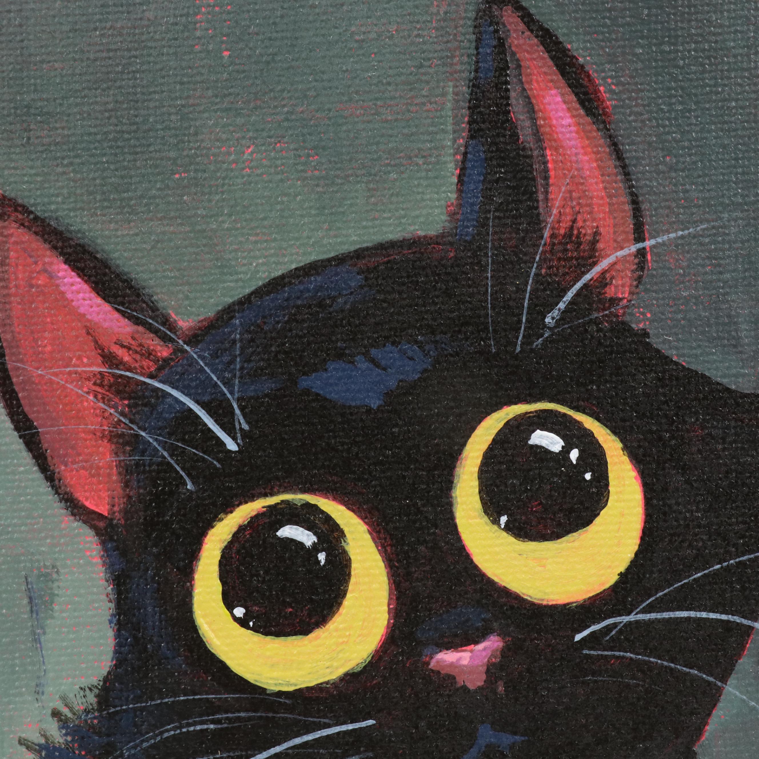 Doug "Bumo" Johnpeer Stylized Oil Painting of a Cat, 2025