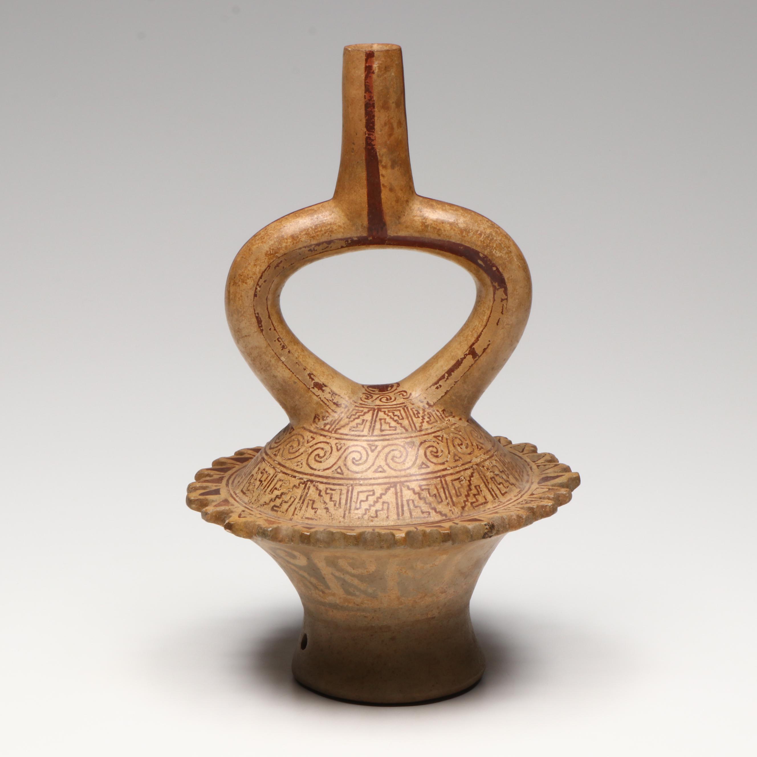 Moche Pottery Fine Line Elaborate Saucer Vessel, Circa 450–550 CE