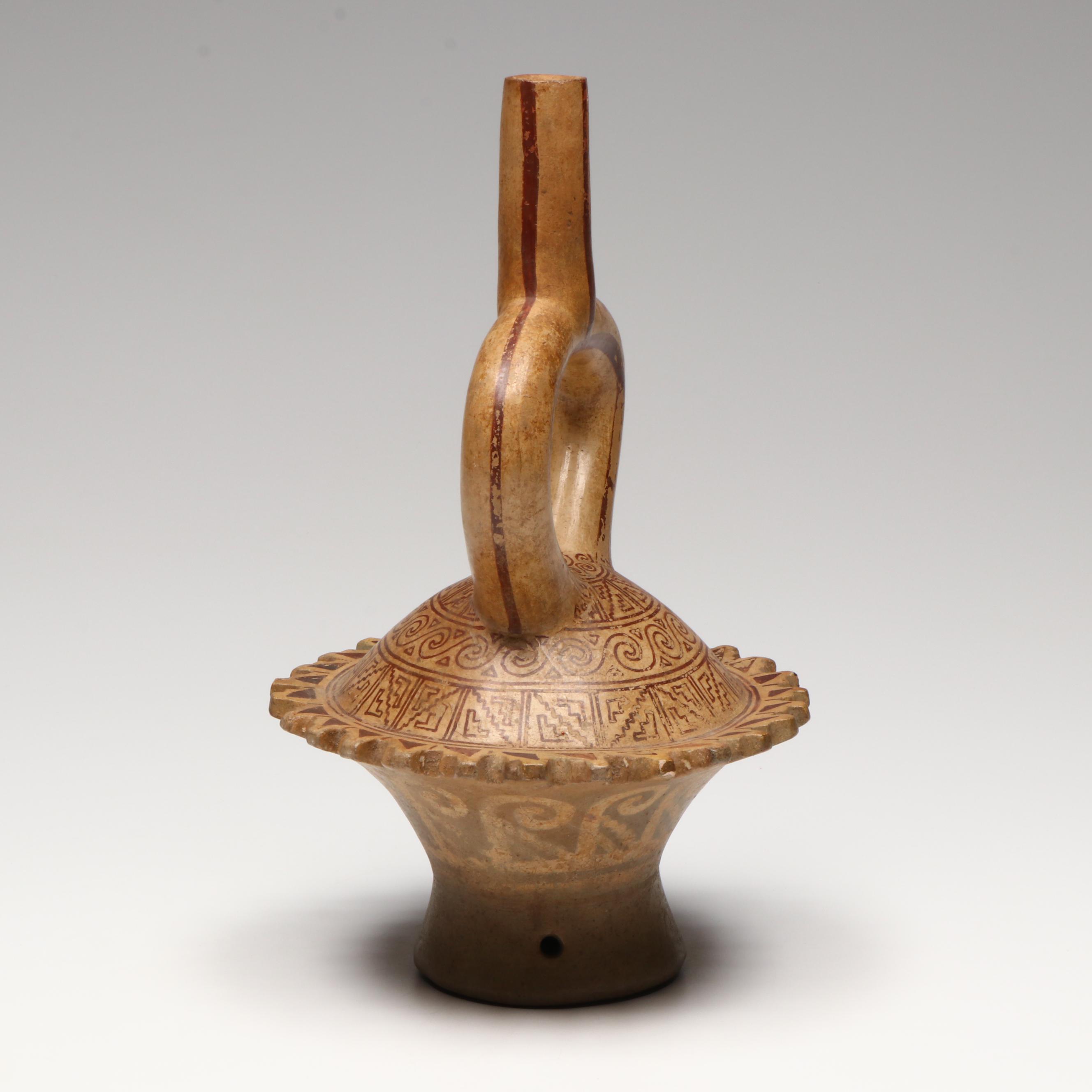 Moche Pottery Fine Line Elaborate Saucer Vessel, Circa 450–550 CE