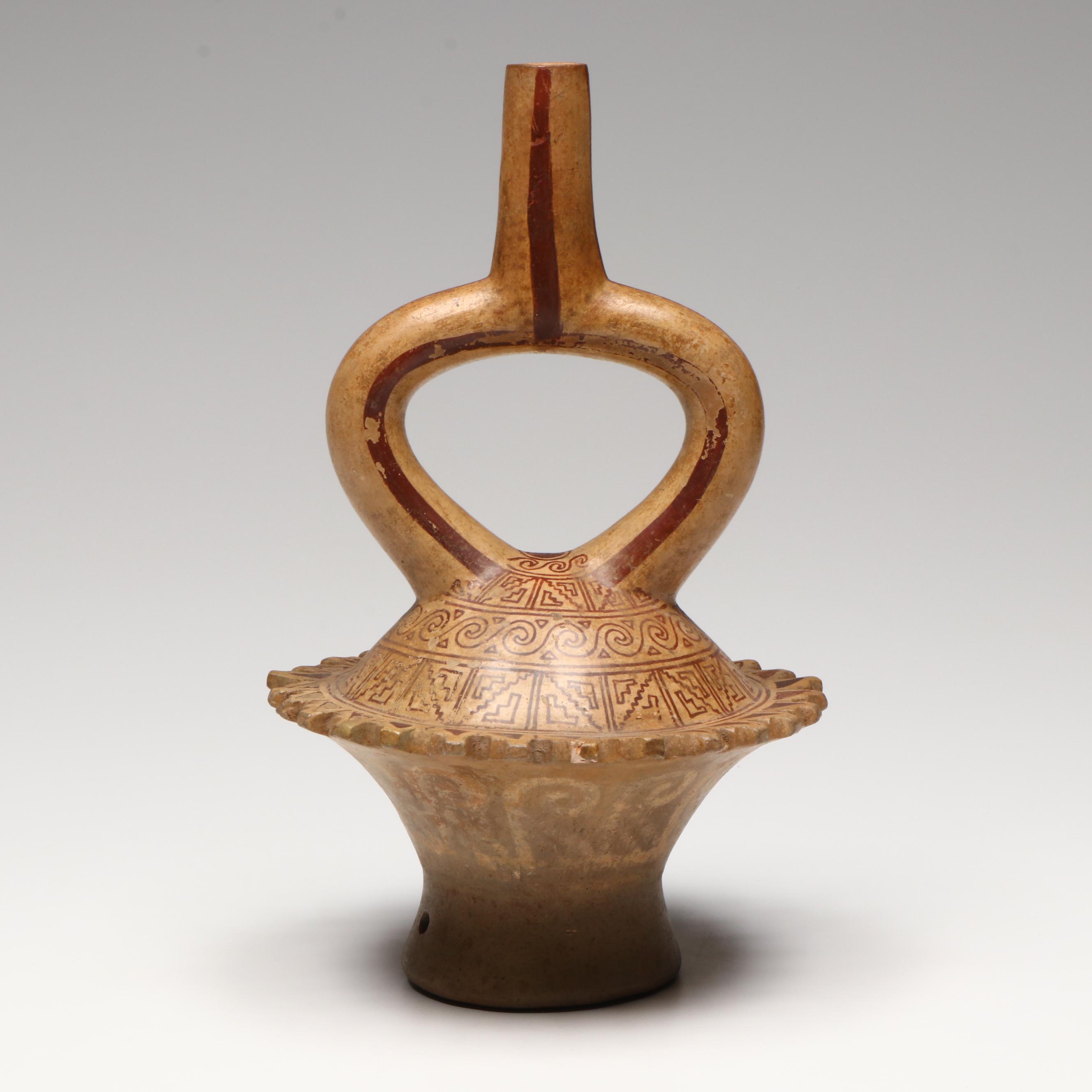 Moche Pottery Fine Line Elaborate Saucer Vessel, Circa 450–550 CE