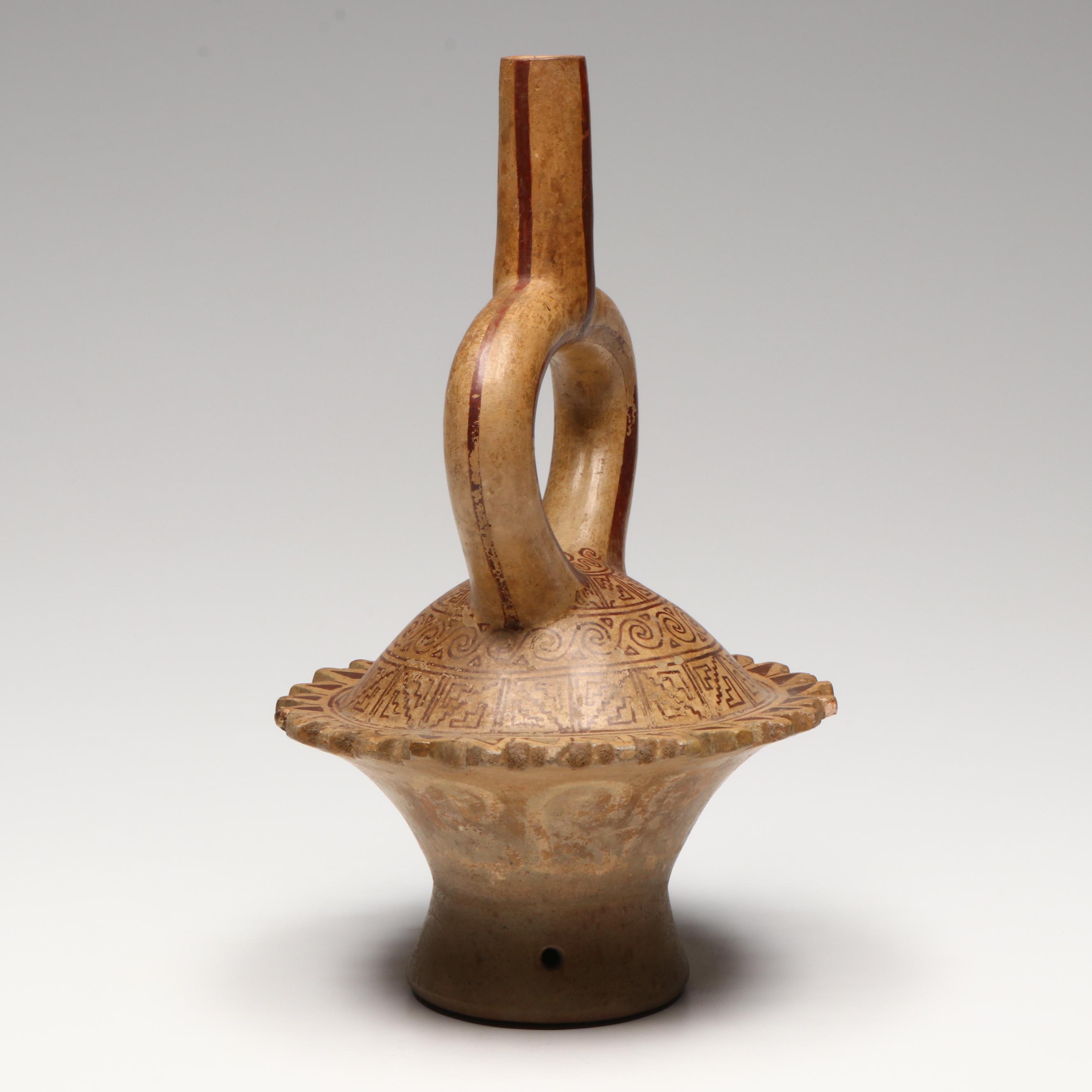 Moche Pottery Fine Line Elaborate Saucer Vessel, Circa 450–550 CE