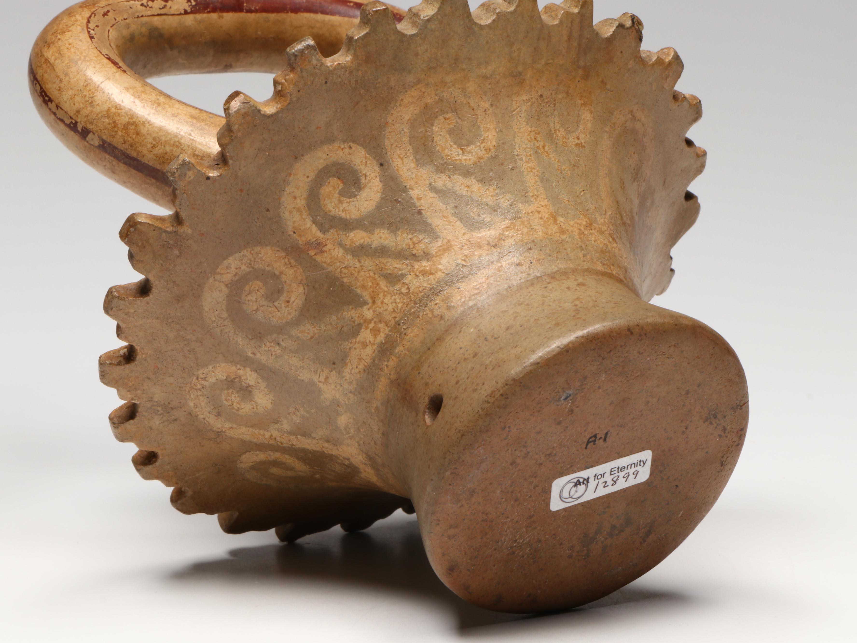 Moche Pottery Fine Line Elaborate Saucer Vessel, Circa 450–550 CE