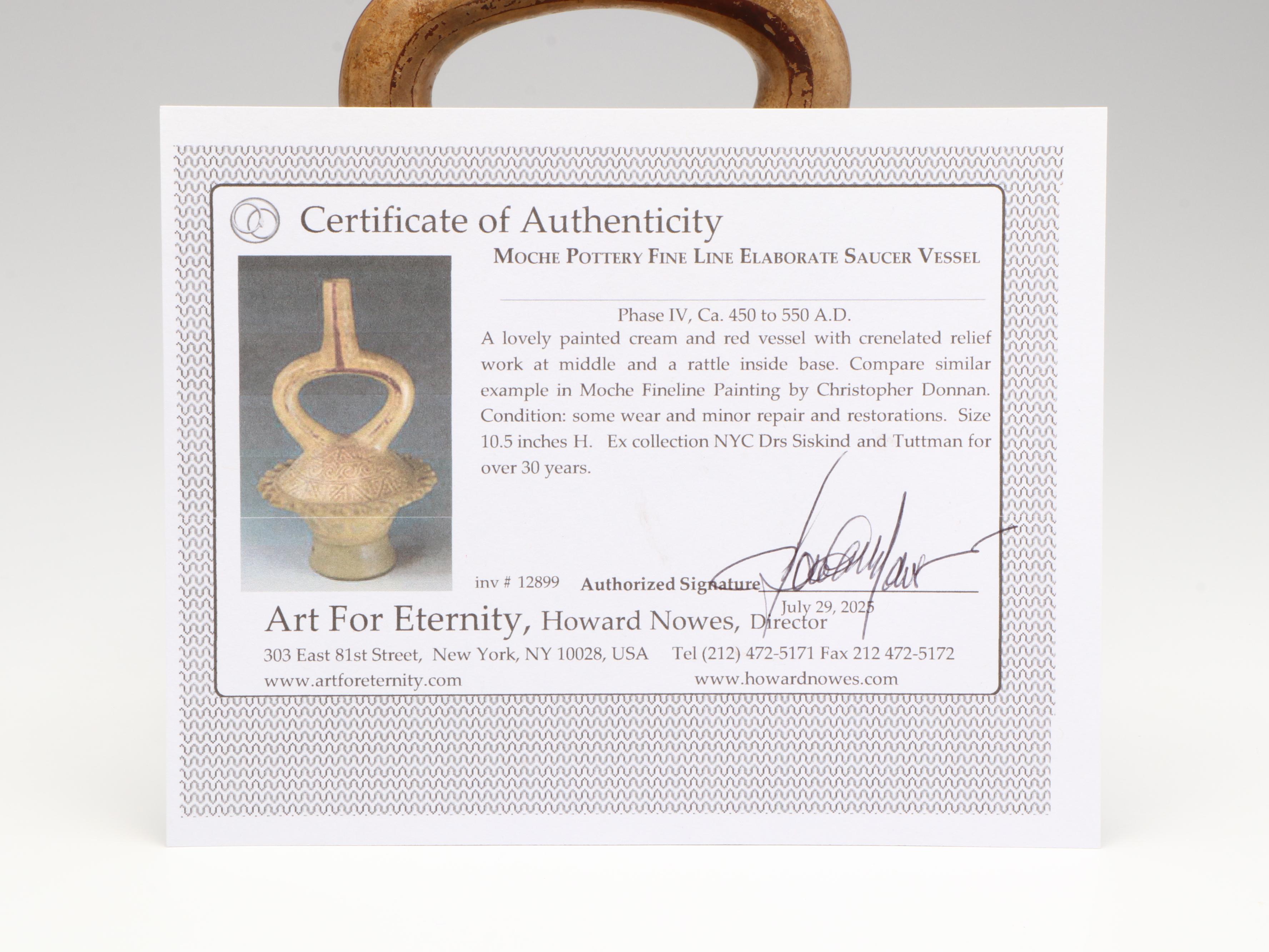 Moche Pottery Fine Line Elaborate Saucer Vessel, Circa 450–550 CE