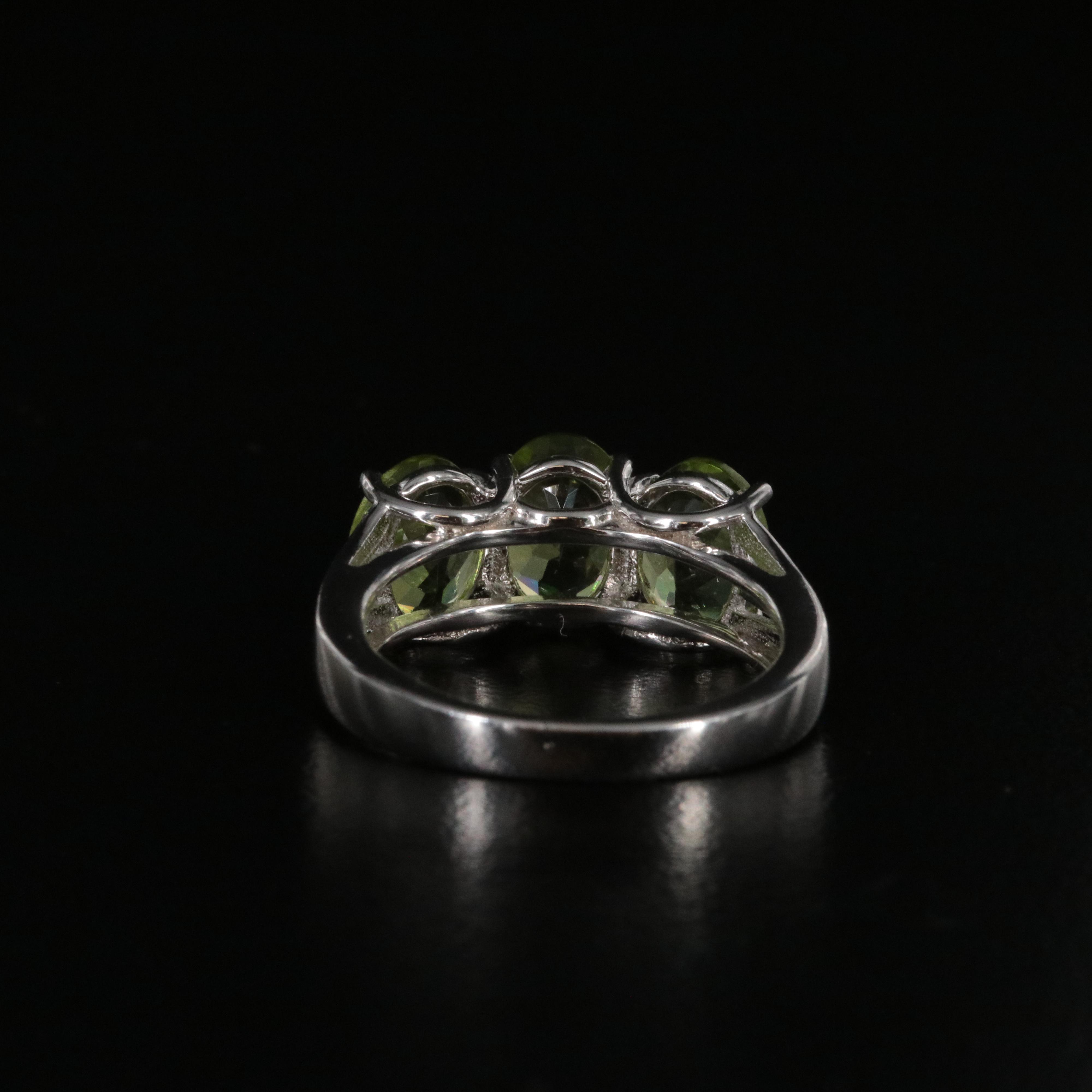 Sterling Peridot Three Stone Ring