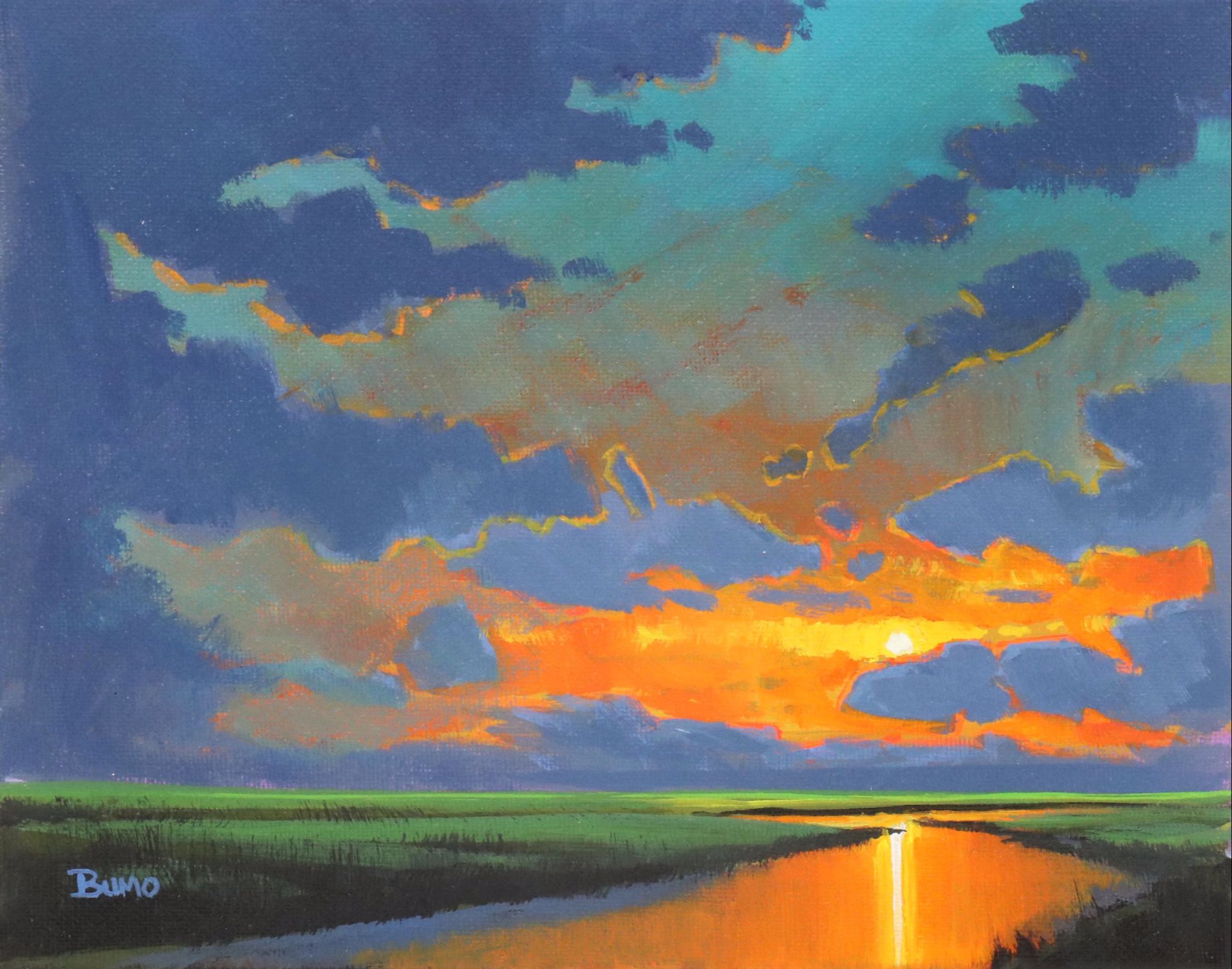 Doug "Bumo" Johnpeer Sunset Landscape Oil Painting, 2025