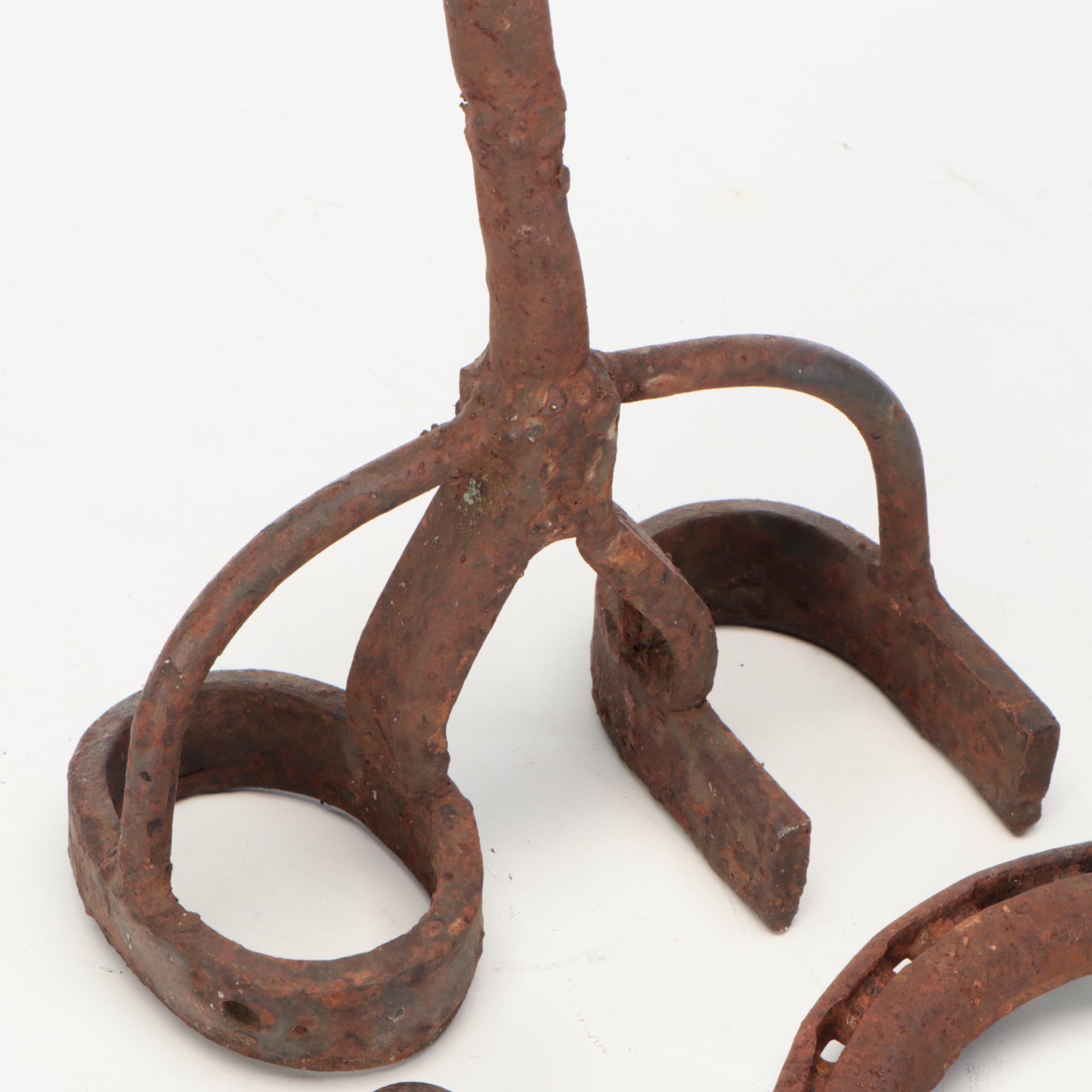 Iron Horseshoes with Branding Iron and More Tools
