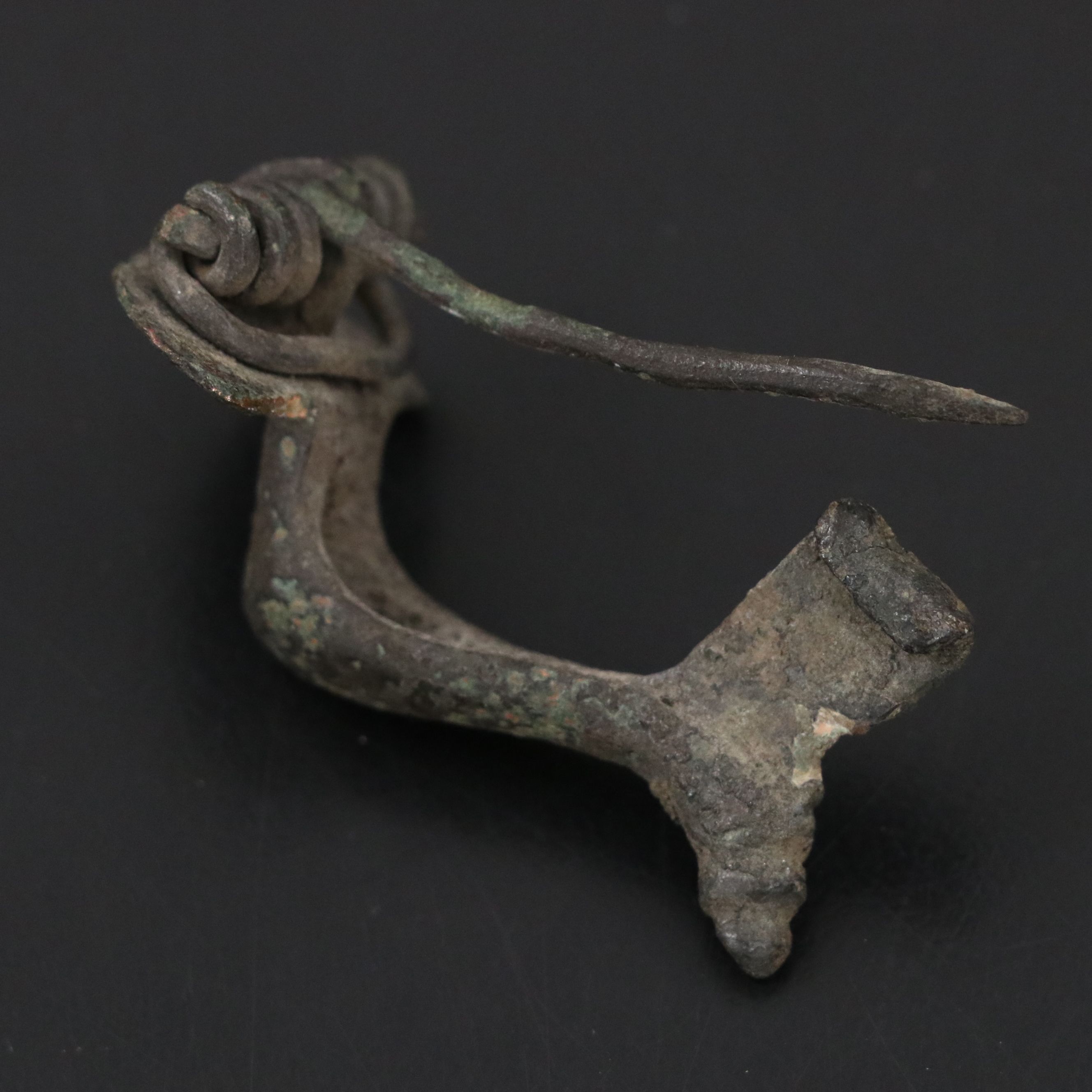 Roman Bronze Fibula, Byzantine Token and Egyptian Faience Amulet