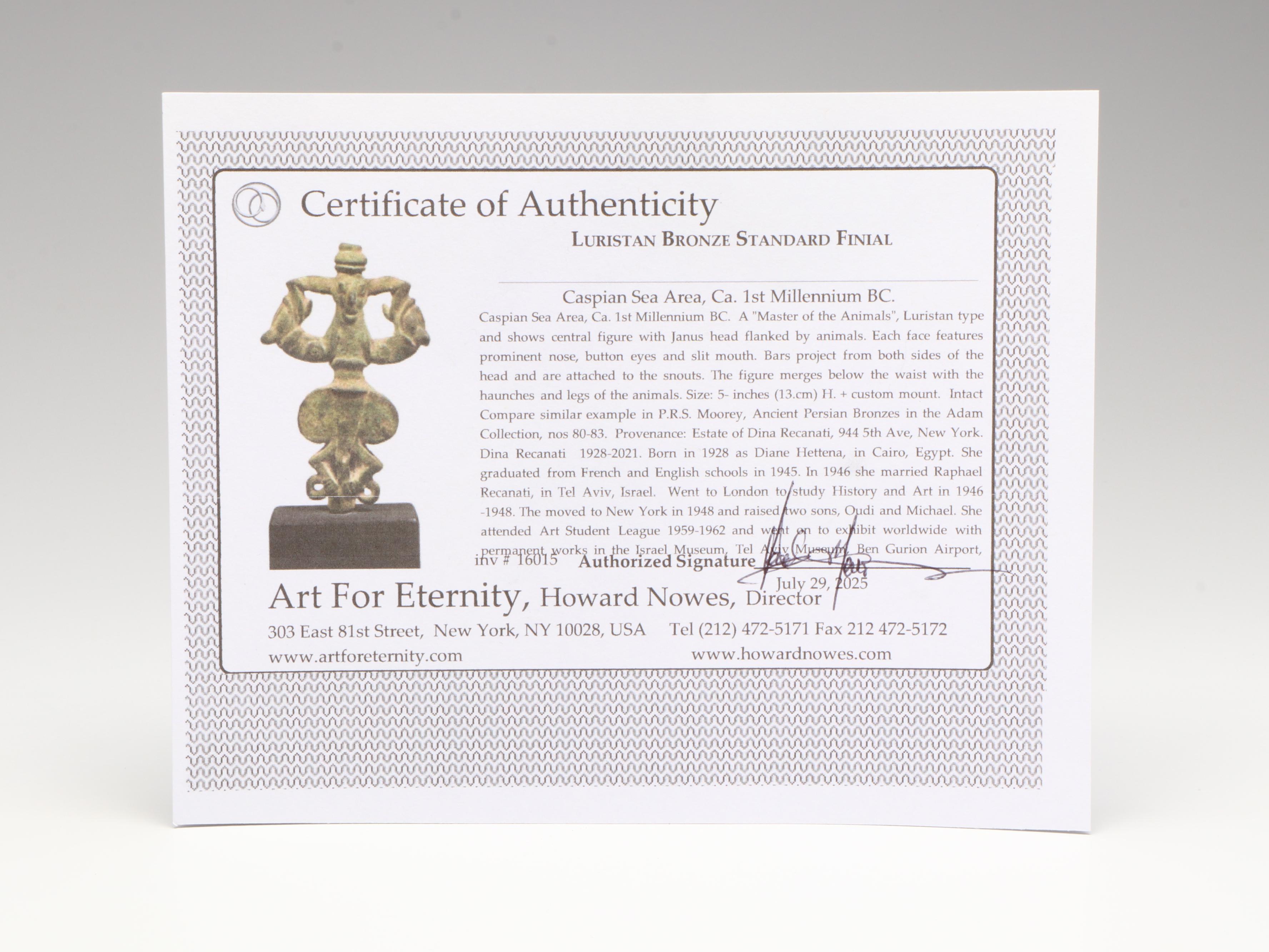 Luristan Bronze Standard Finial, Circa 1st Millennium BCE