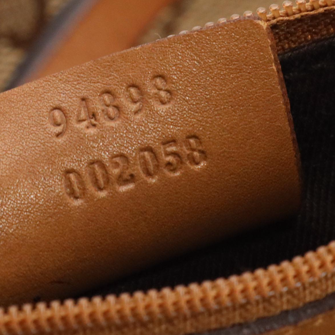 Gucci Shoulder Bag in GG Canvas and Brown Leather Trim