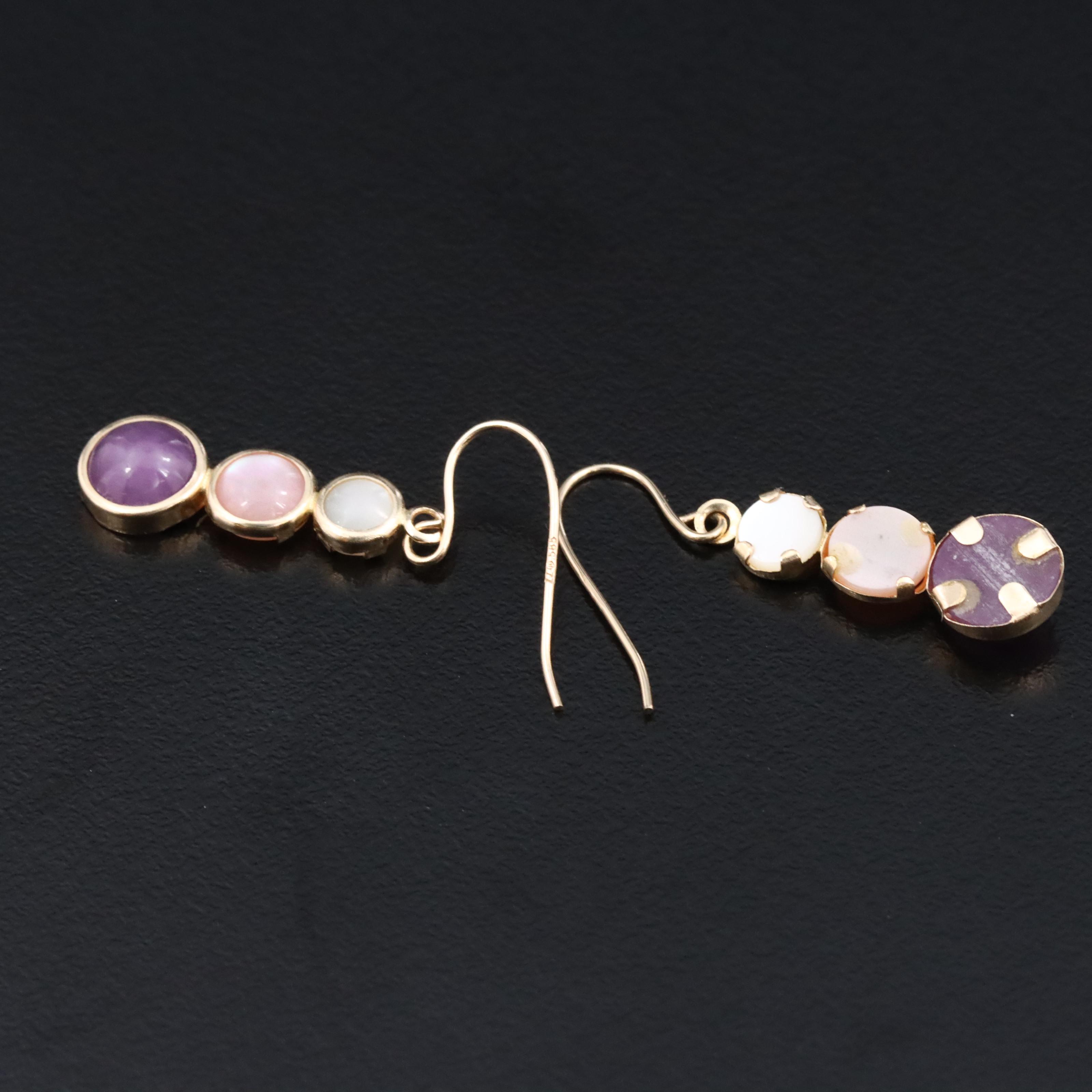 14K Mother-of-Pearl and Jadeite Earrings