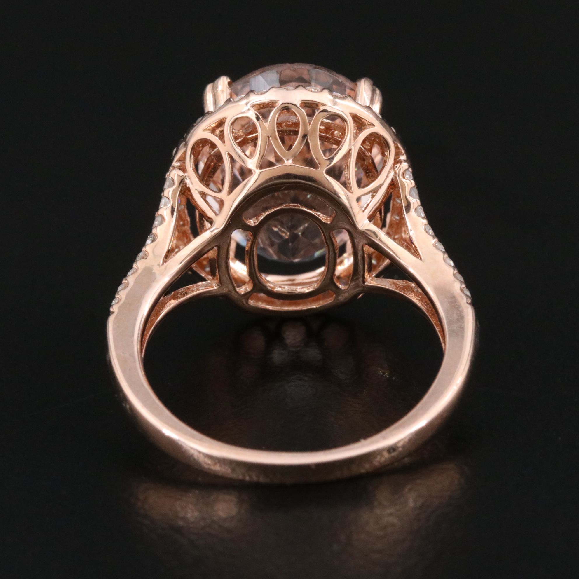 14K Rose Gold 7.41 CT Morganite and CTW Diamond Ring with GIA Report