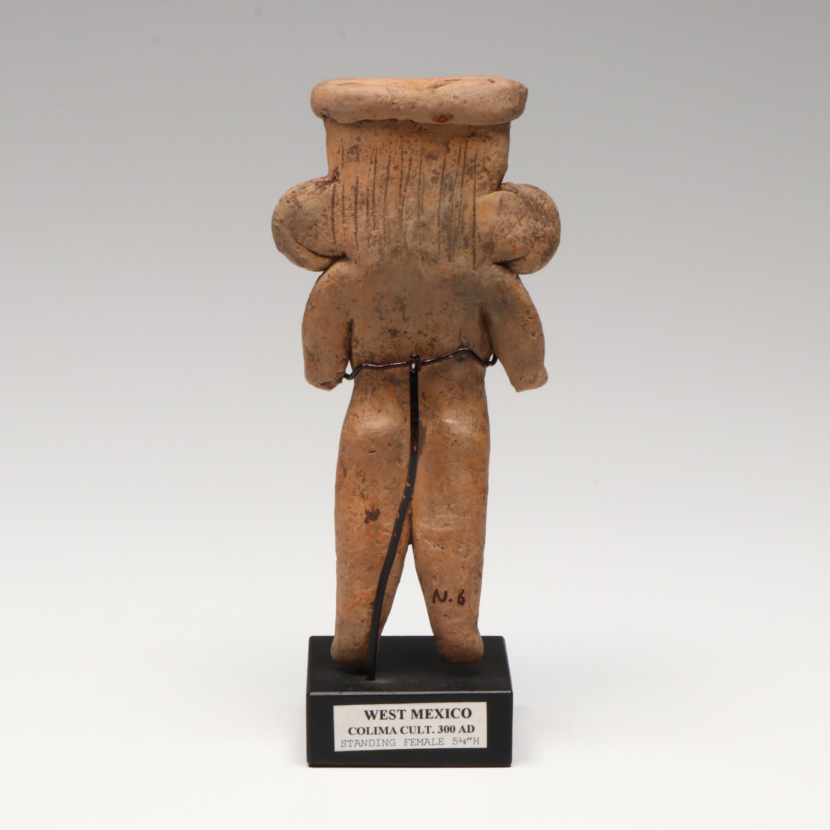 Pre-Columbian Michoacan Pottery Standing Pretty Lady Figure, Circa 550–100 BCE