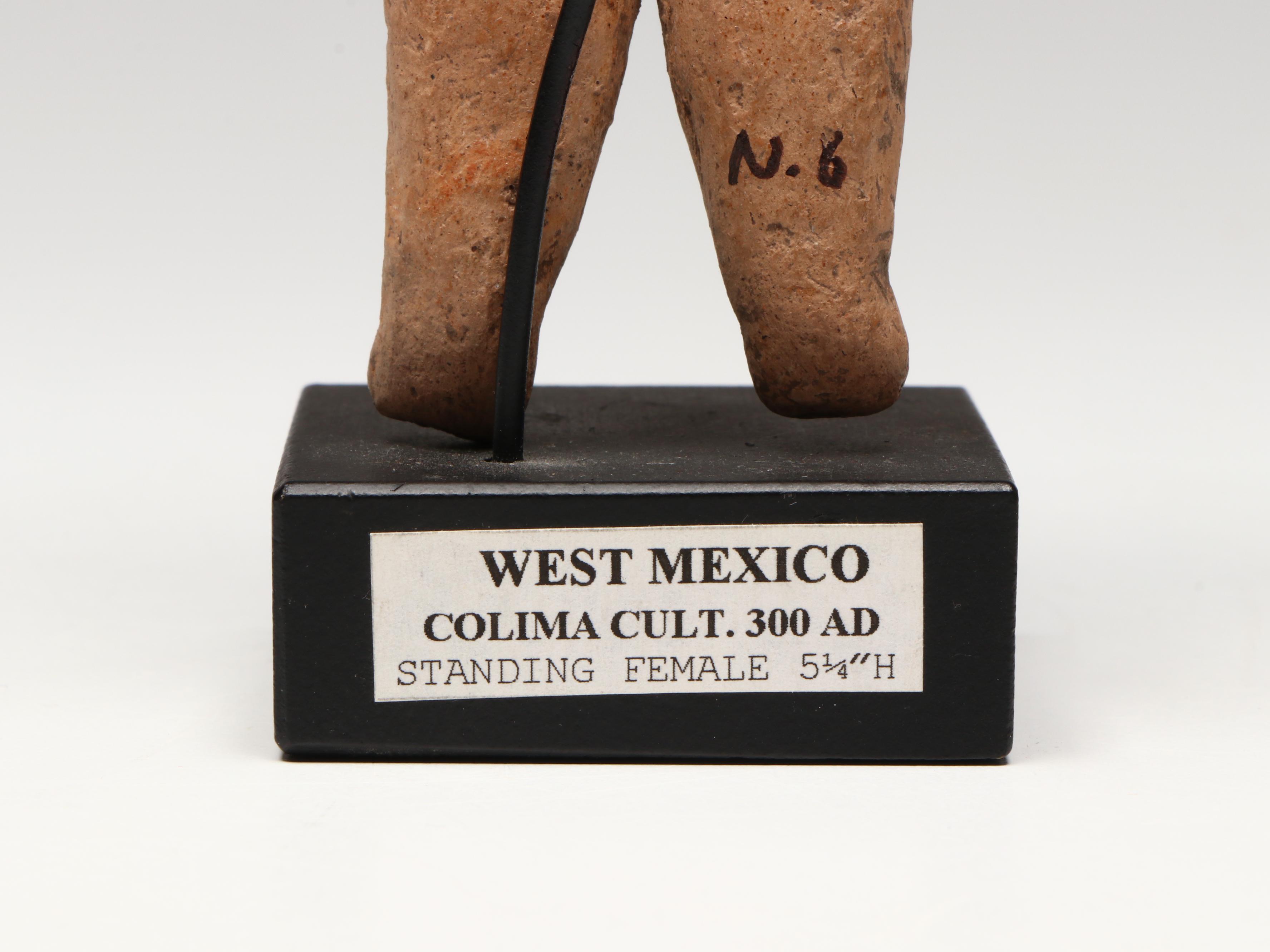 Pre-Columbian Michoacan Pottery Standing Pretty Lady Figure, Circa 550–100 BCE