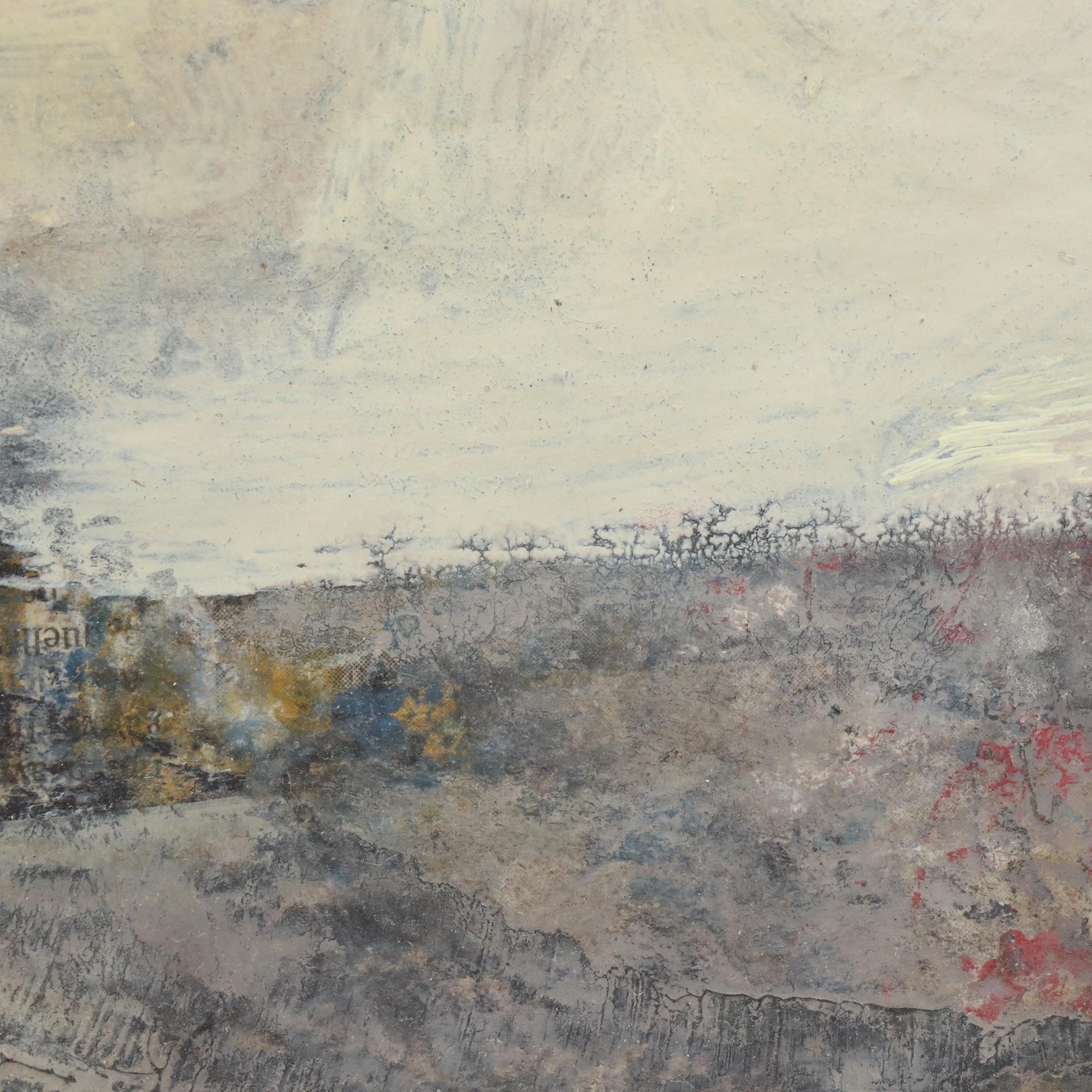 Modernist Industrial Landscape Mixed Media Painting, Late 20th Century