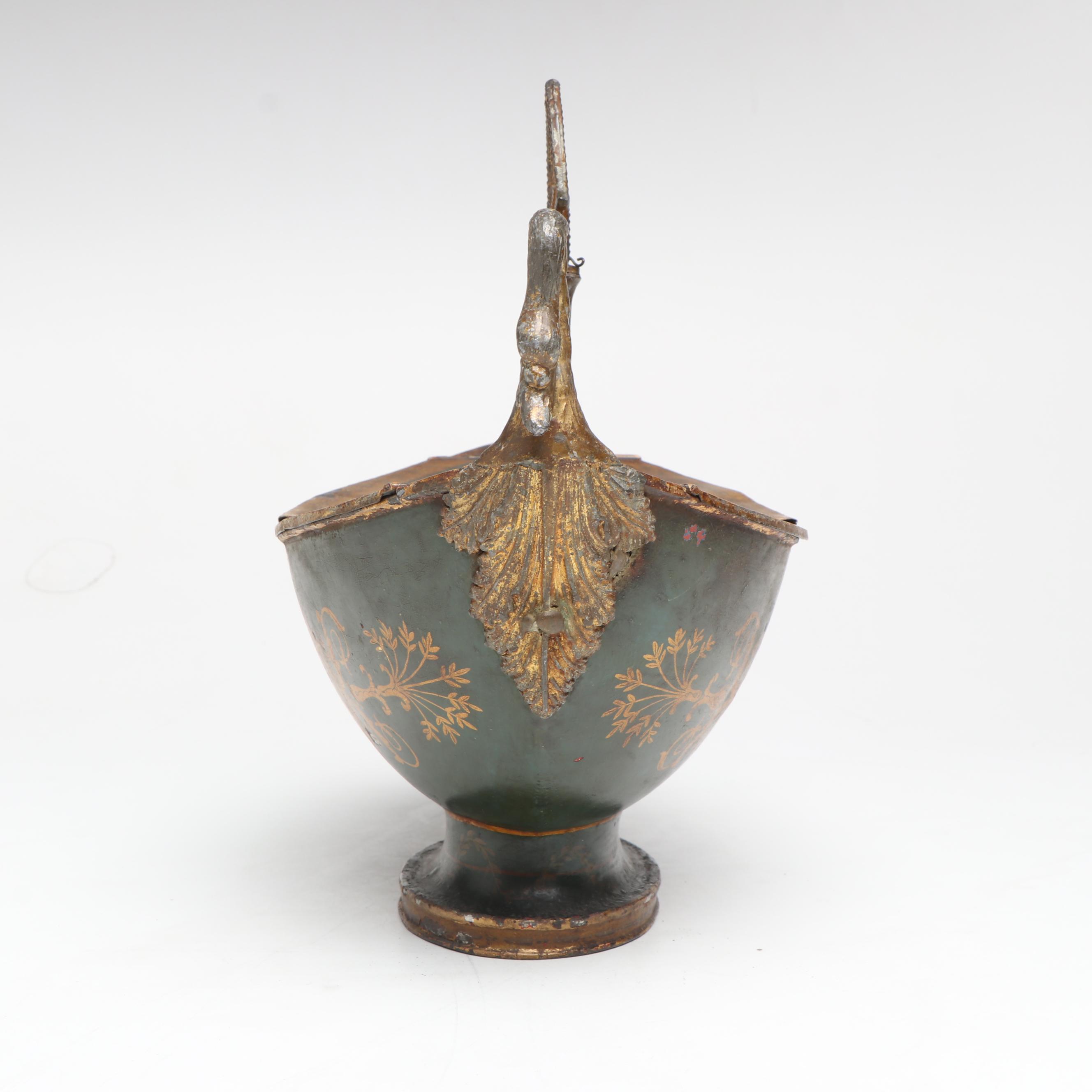 Napoleonic Hand-Painted Tole Egg Warmer, Early to Mid-19th Century