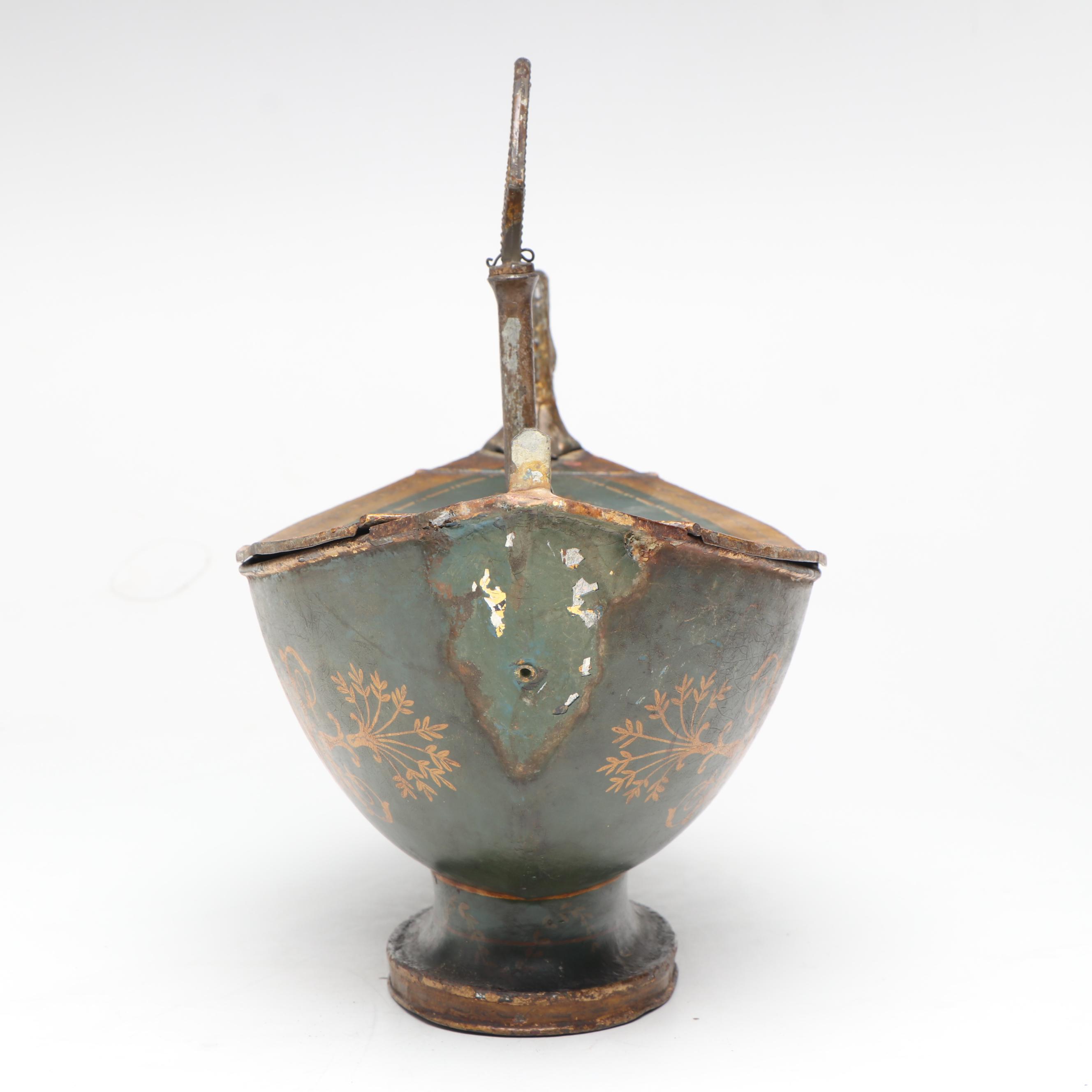 Napoleonic Hand-Painted Tole Egg Warmer, Early to Mid-19th Century