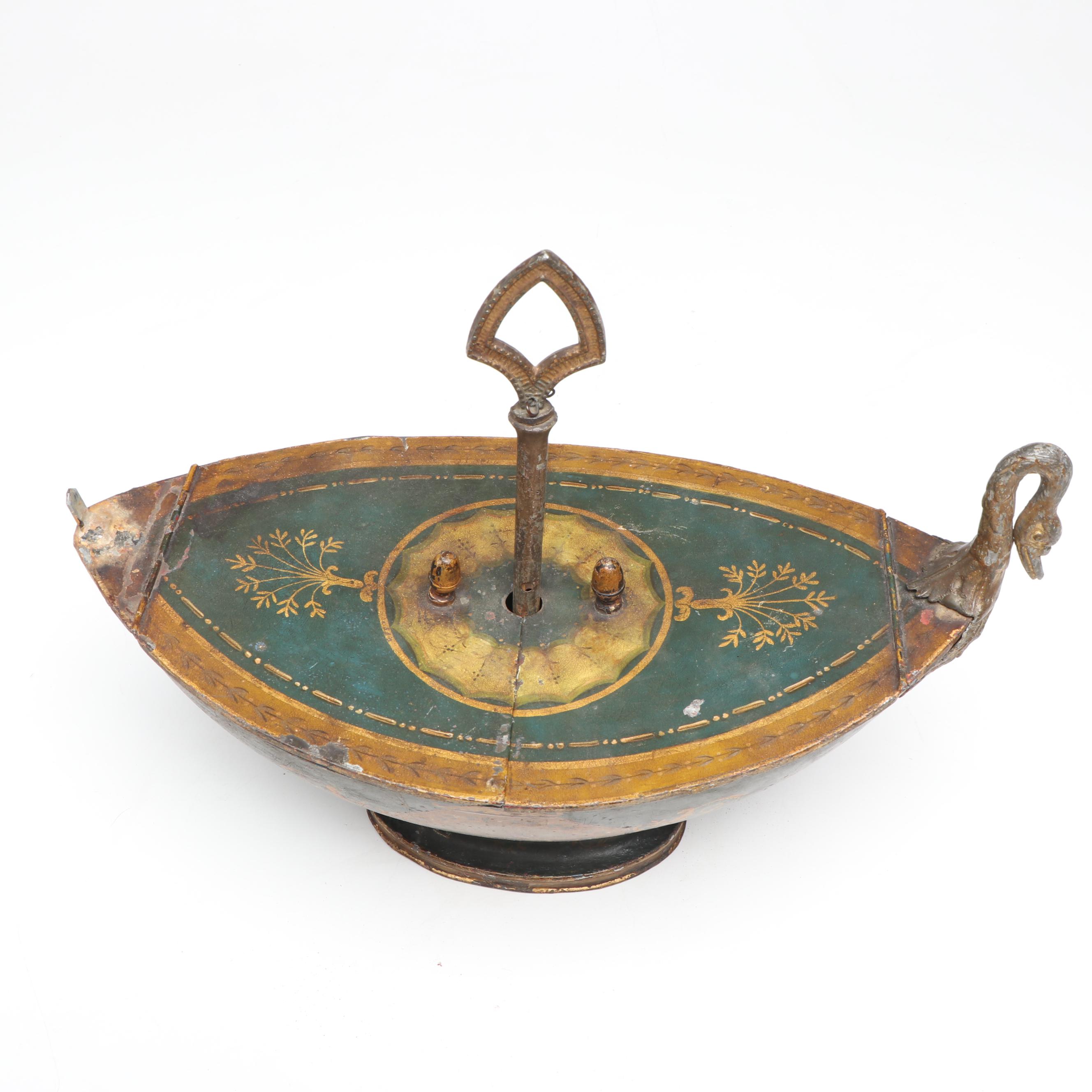 Napoleonic Hand-Painted Tole Egg Warmer, Early to Mid-19th Century