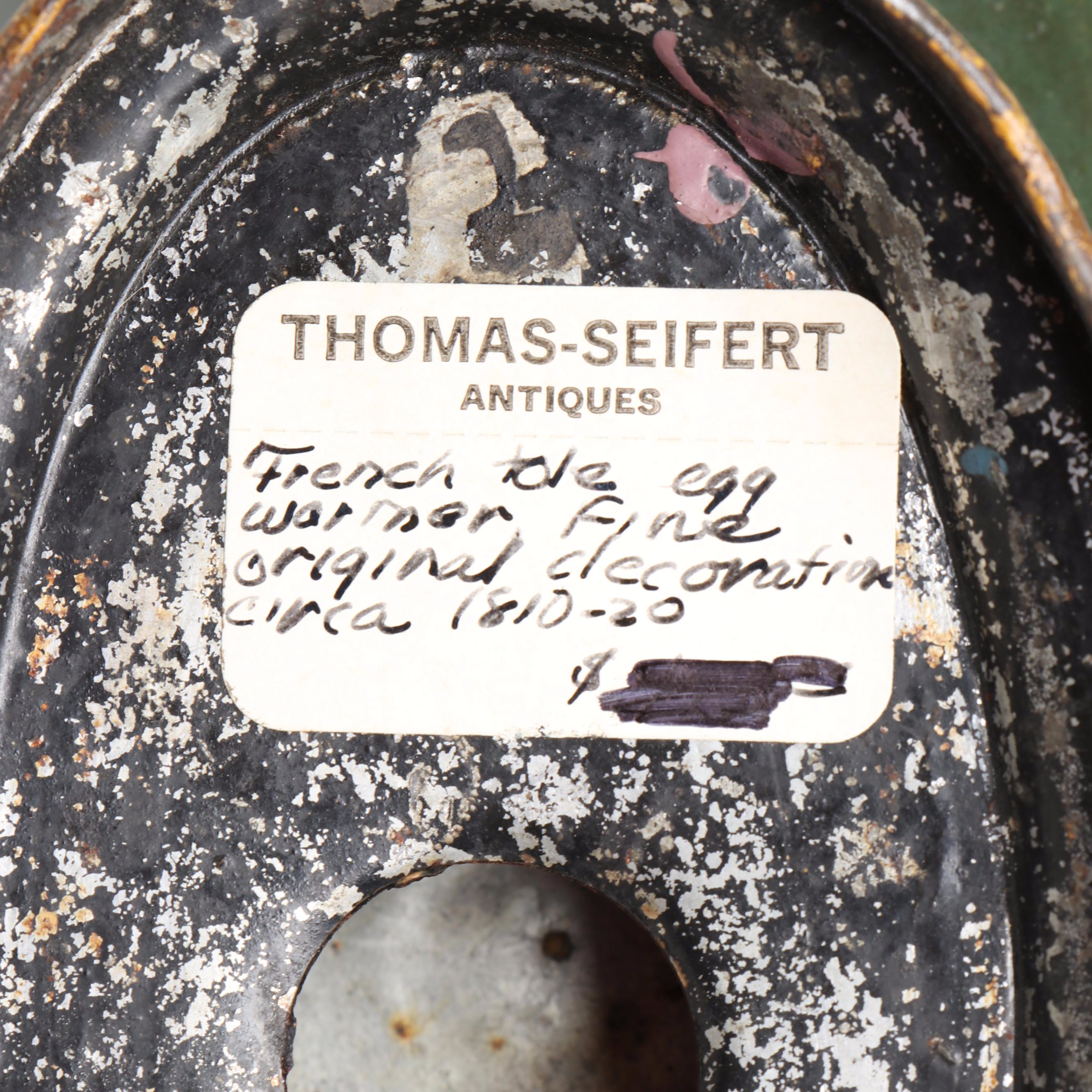 Napoleonic Hand-Painted Tole Egg Warmer, Early to Mid-19th Century