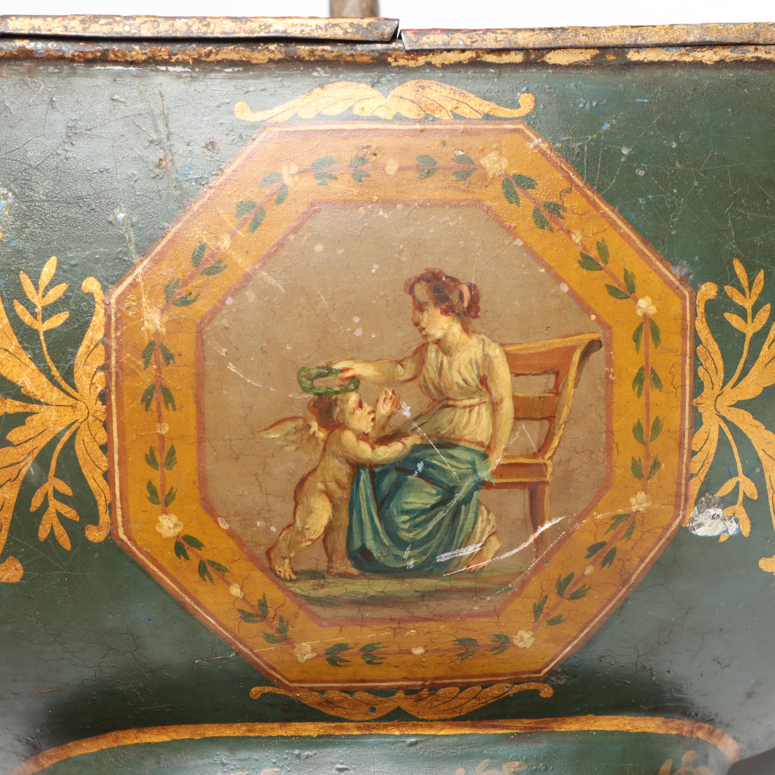 Napoleonic Hand-Painted Tole Egg Warmer, Early to Mid-19th Century