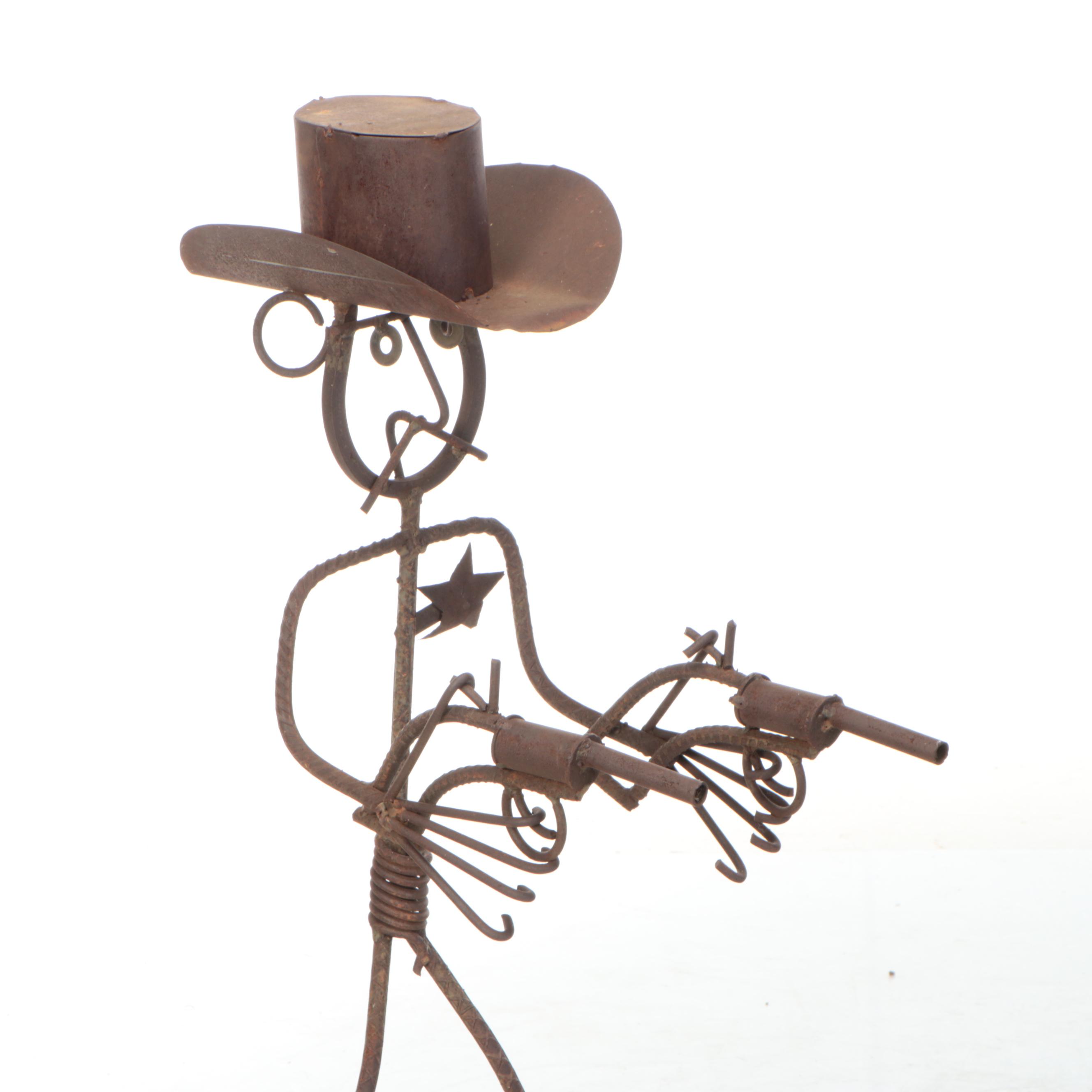 Pair of Sculpted Metal Cowboys