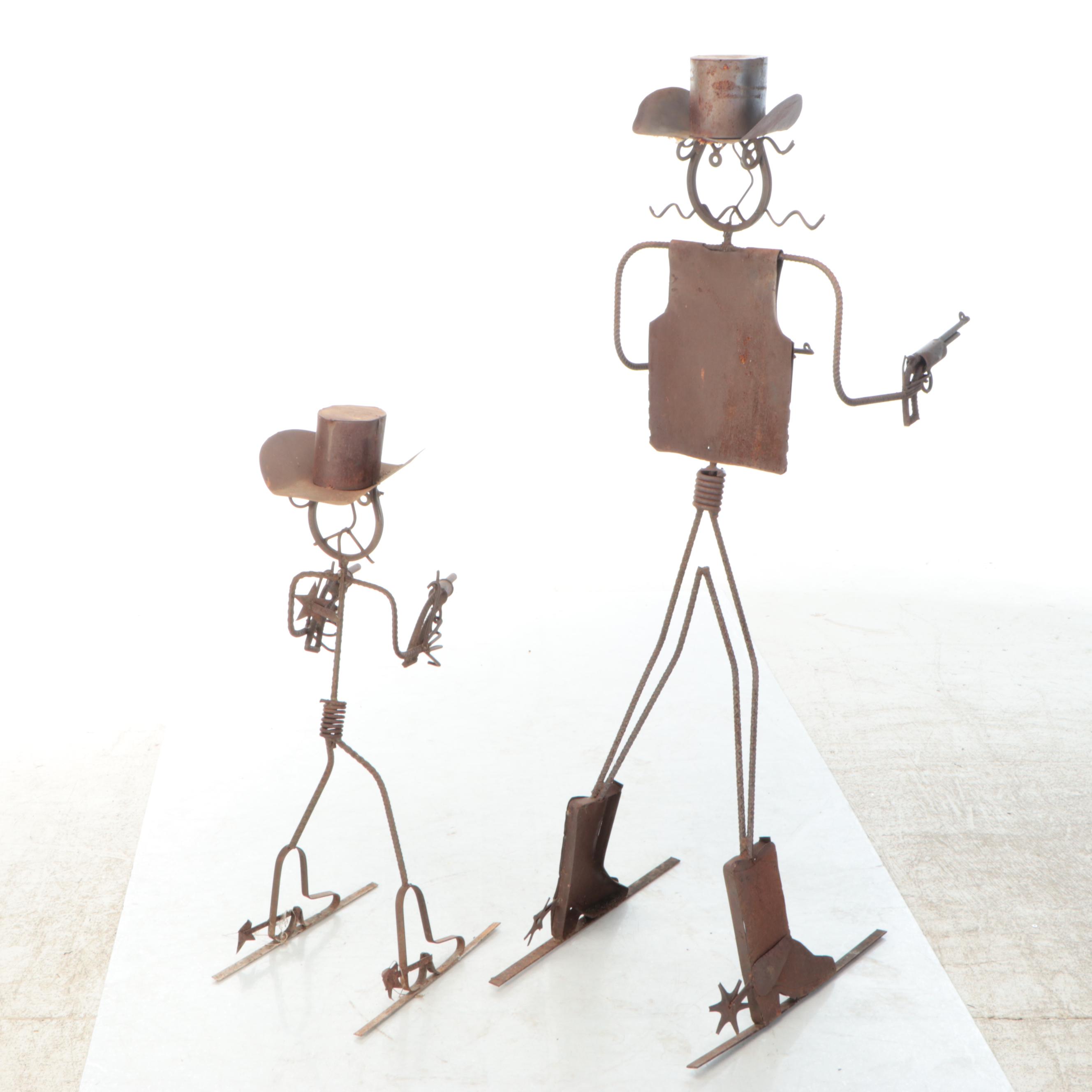 Pair of Sculpted Metal Cowboys