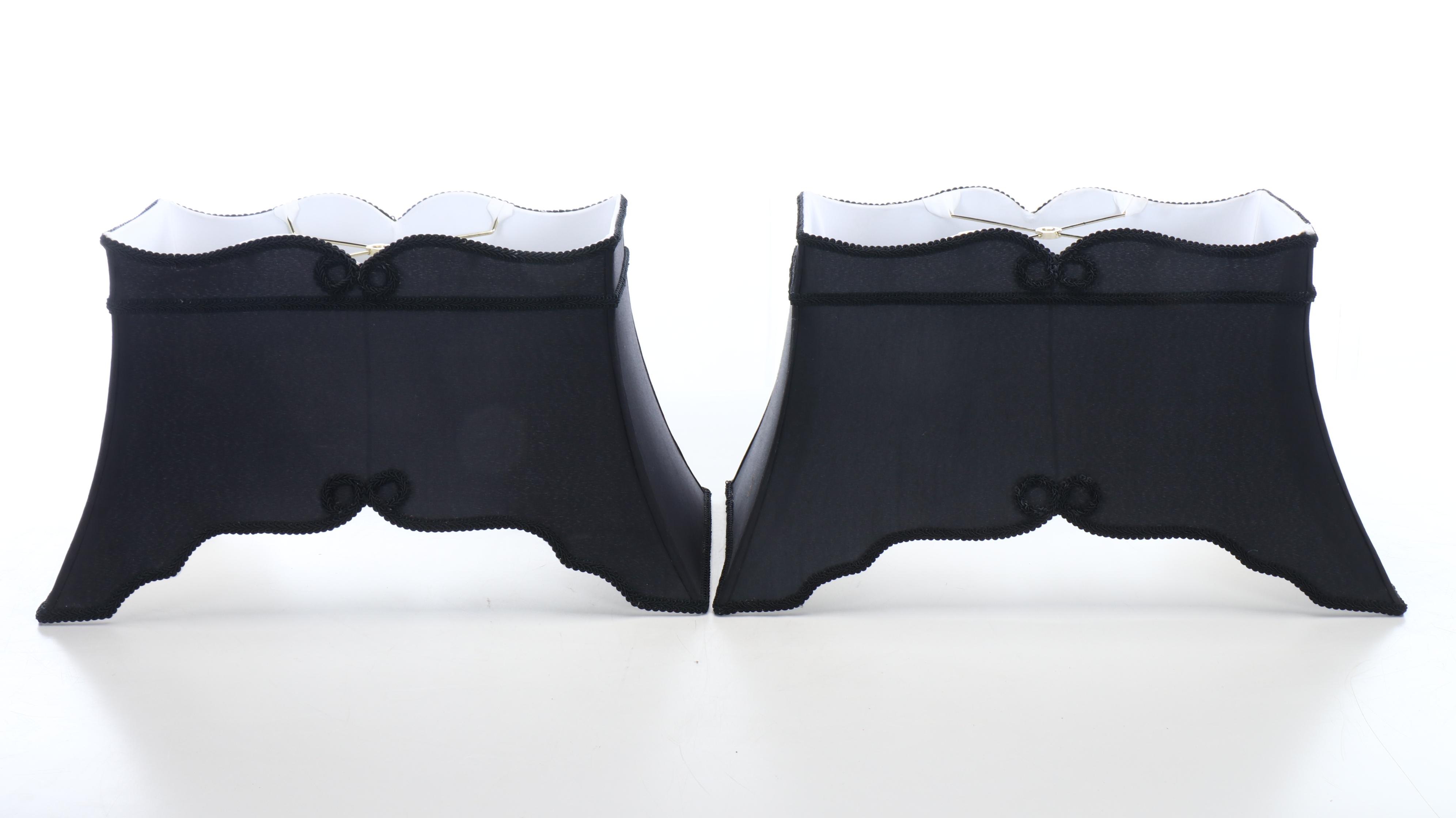 Continental Style Gilt Resin Heraldic Table Lamps with Custom Black Silk Shades