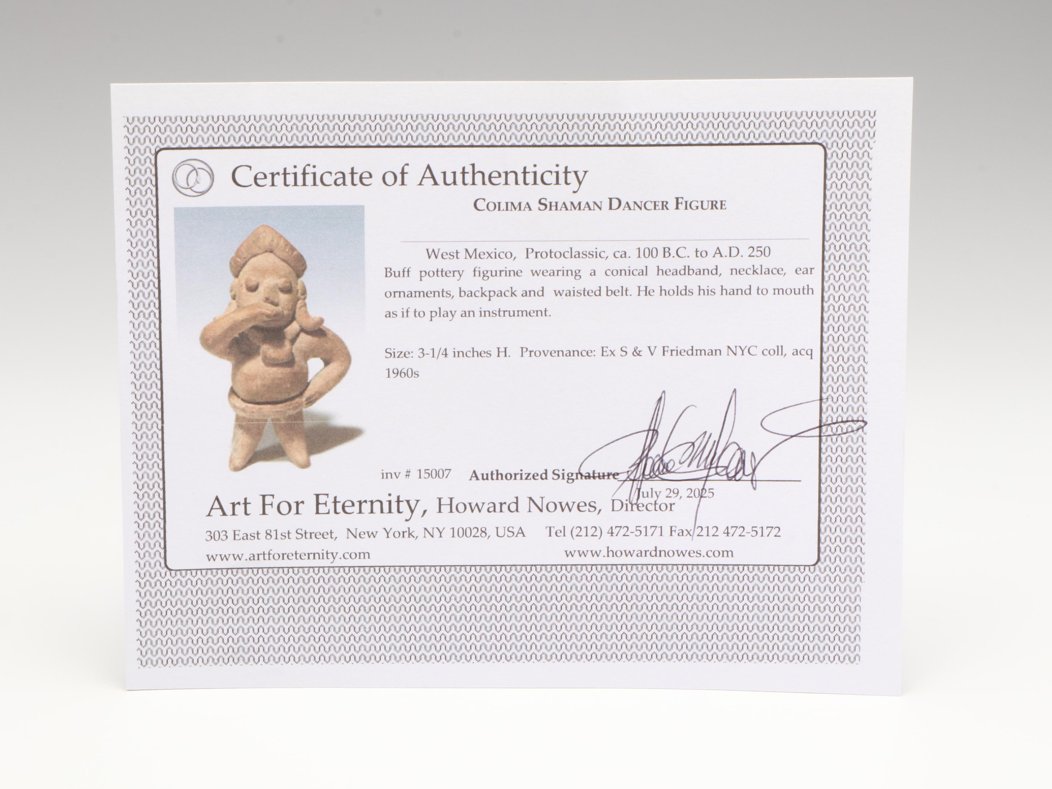 Colima Shaman Dancer Figure, Circa 100 BCE–250 CE