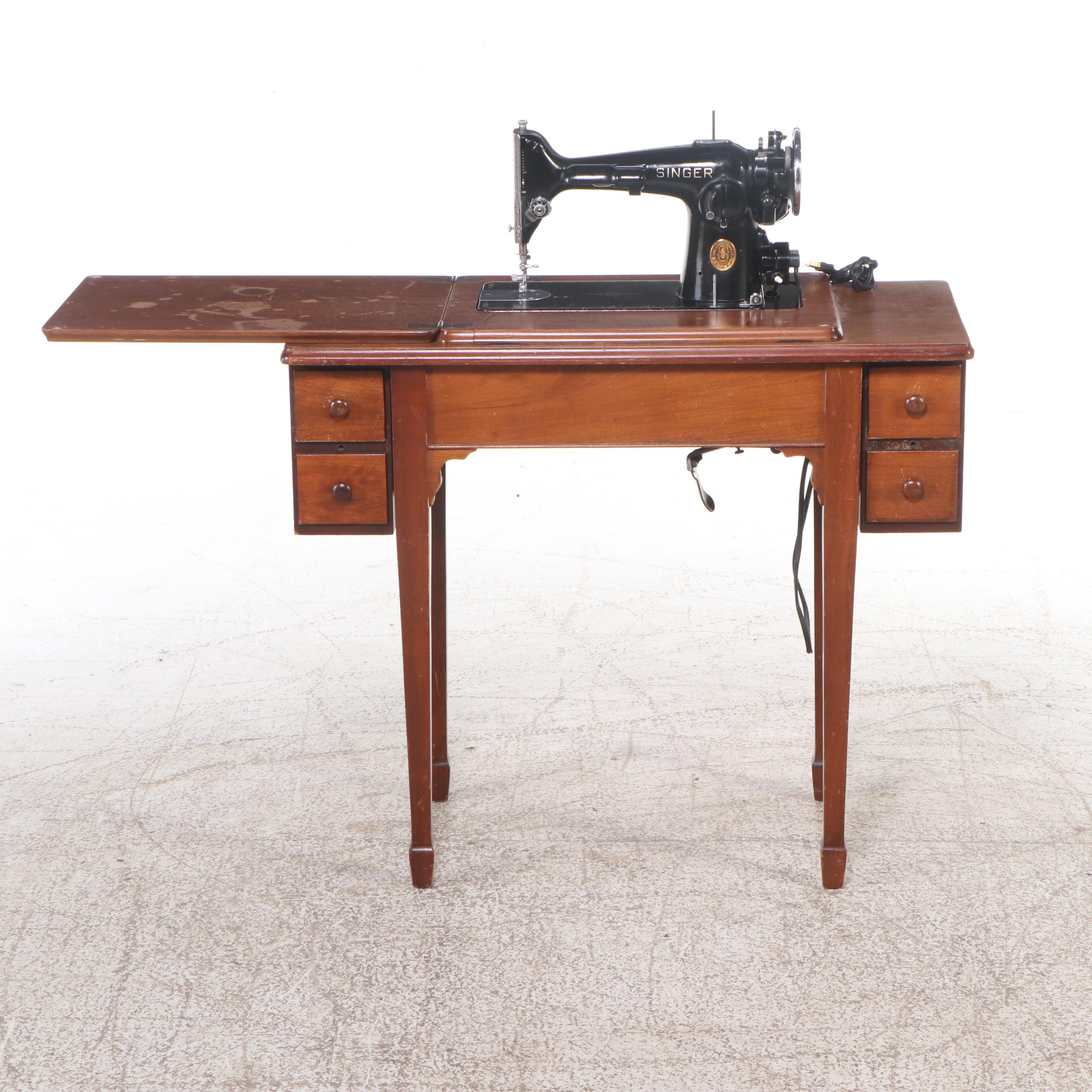 Singer Sewing Machine with Table, Windsor Back Chair and More