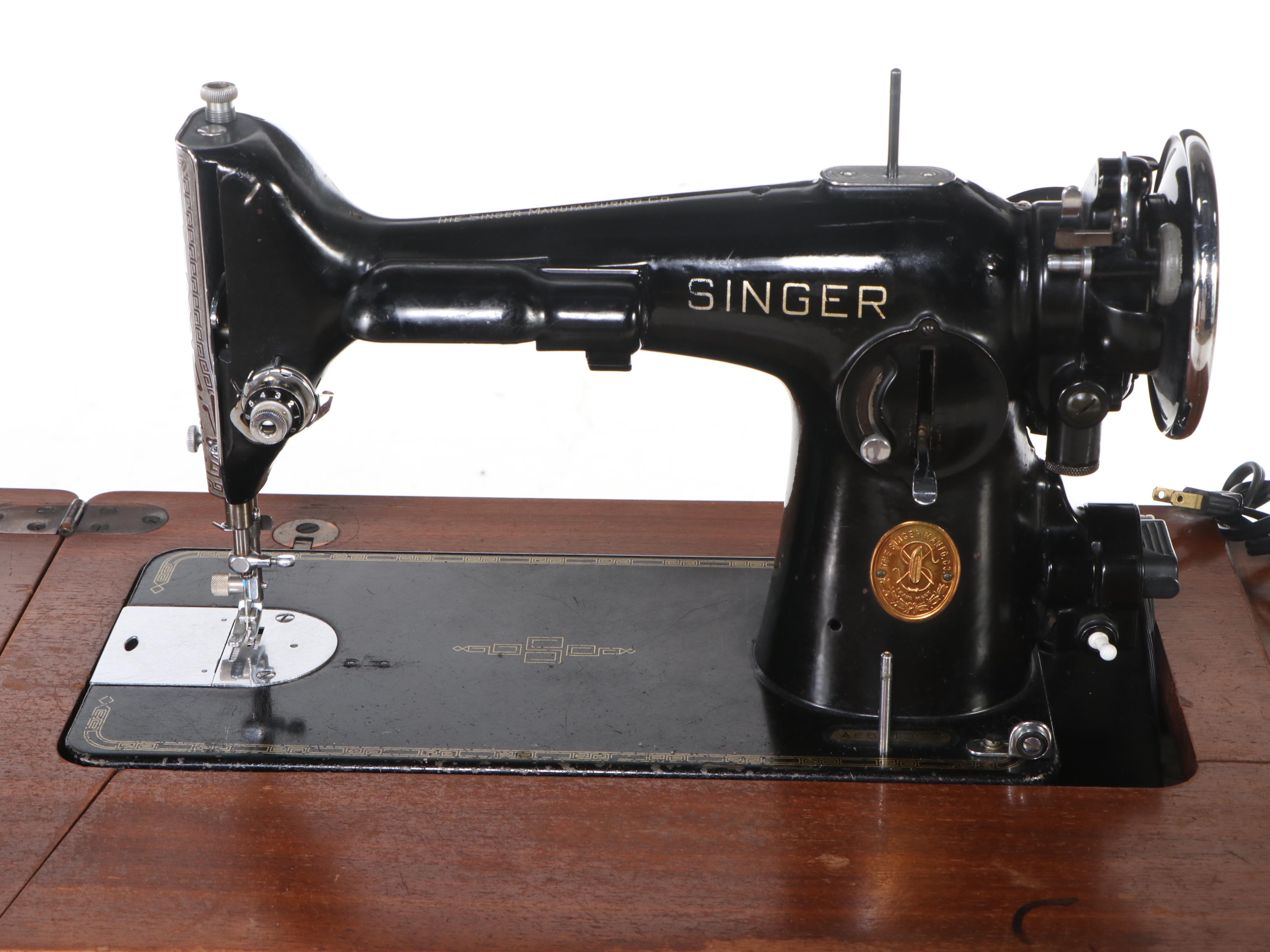 Singer Sewing Machine with Table, Windsor Back Chair and More