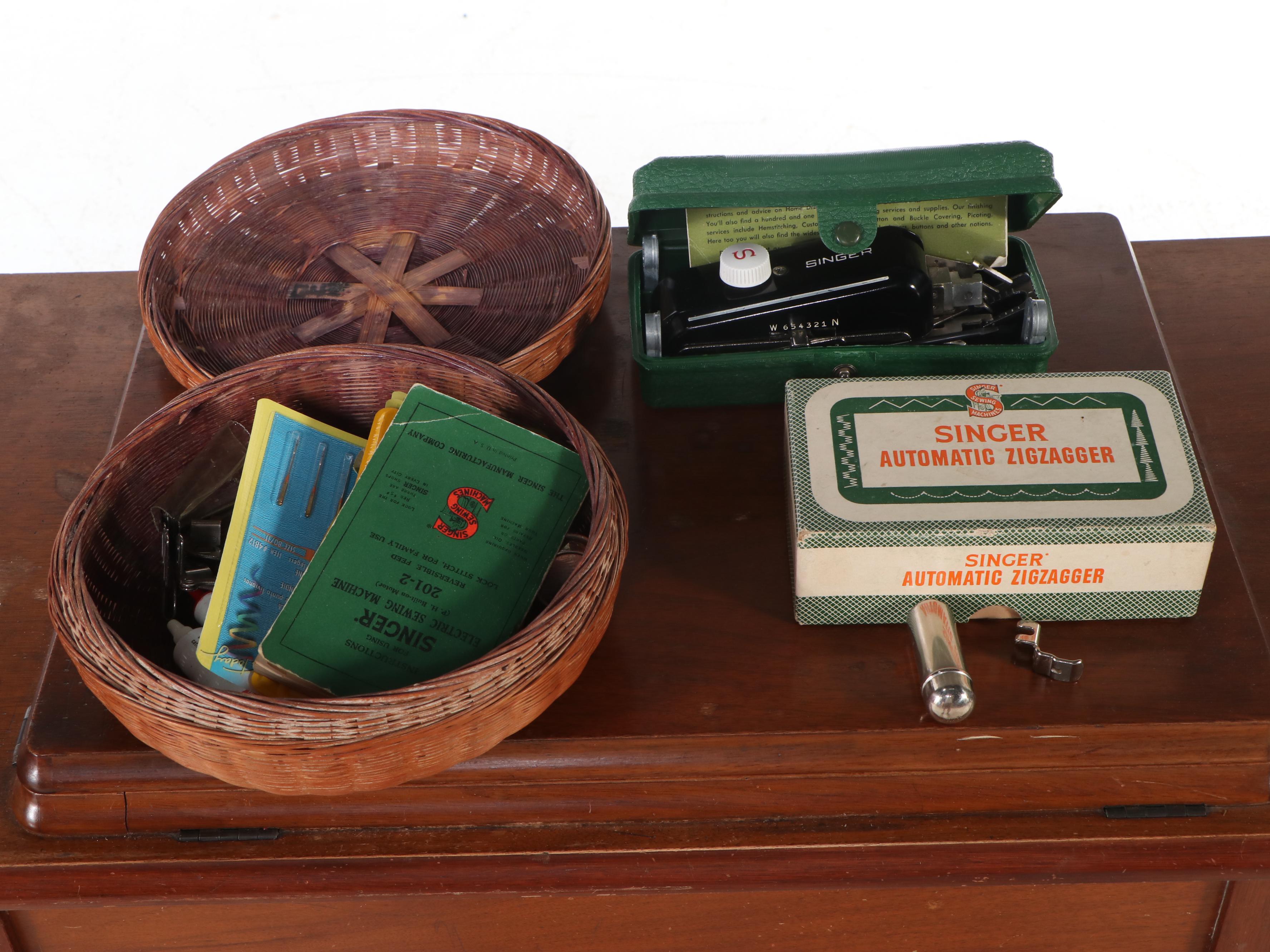 Singer Sewing Machine with Table, Windsor Back Chair and More