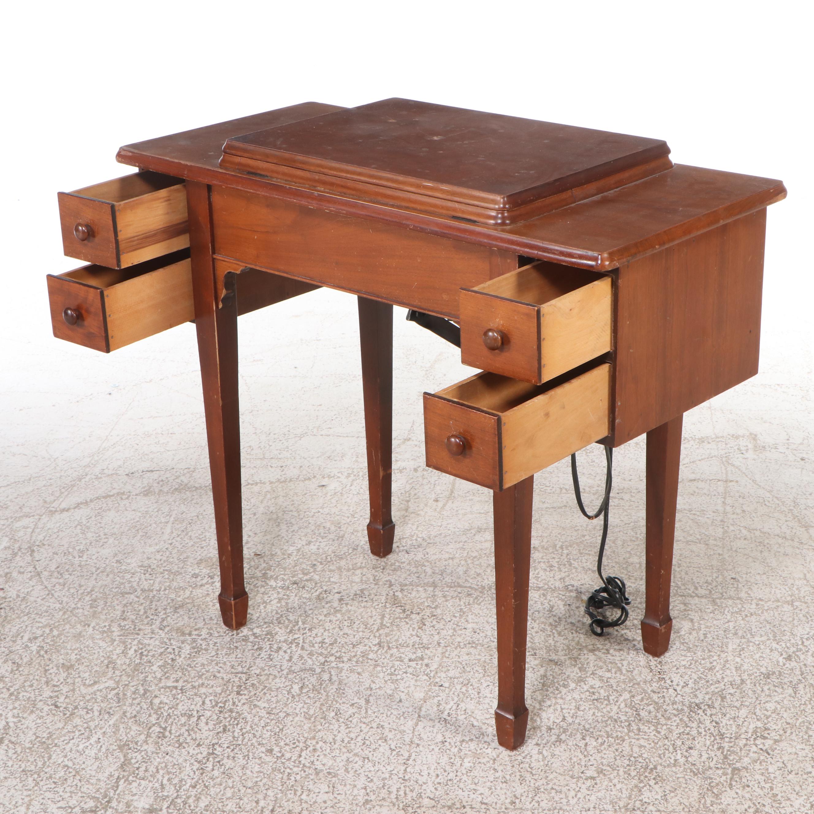 Singer Sewing Machine with Table, Windsor Back Chair and More