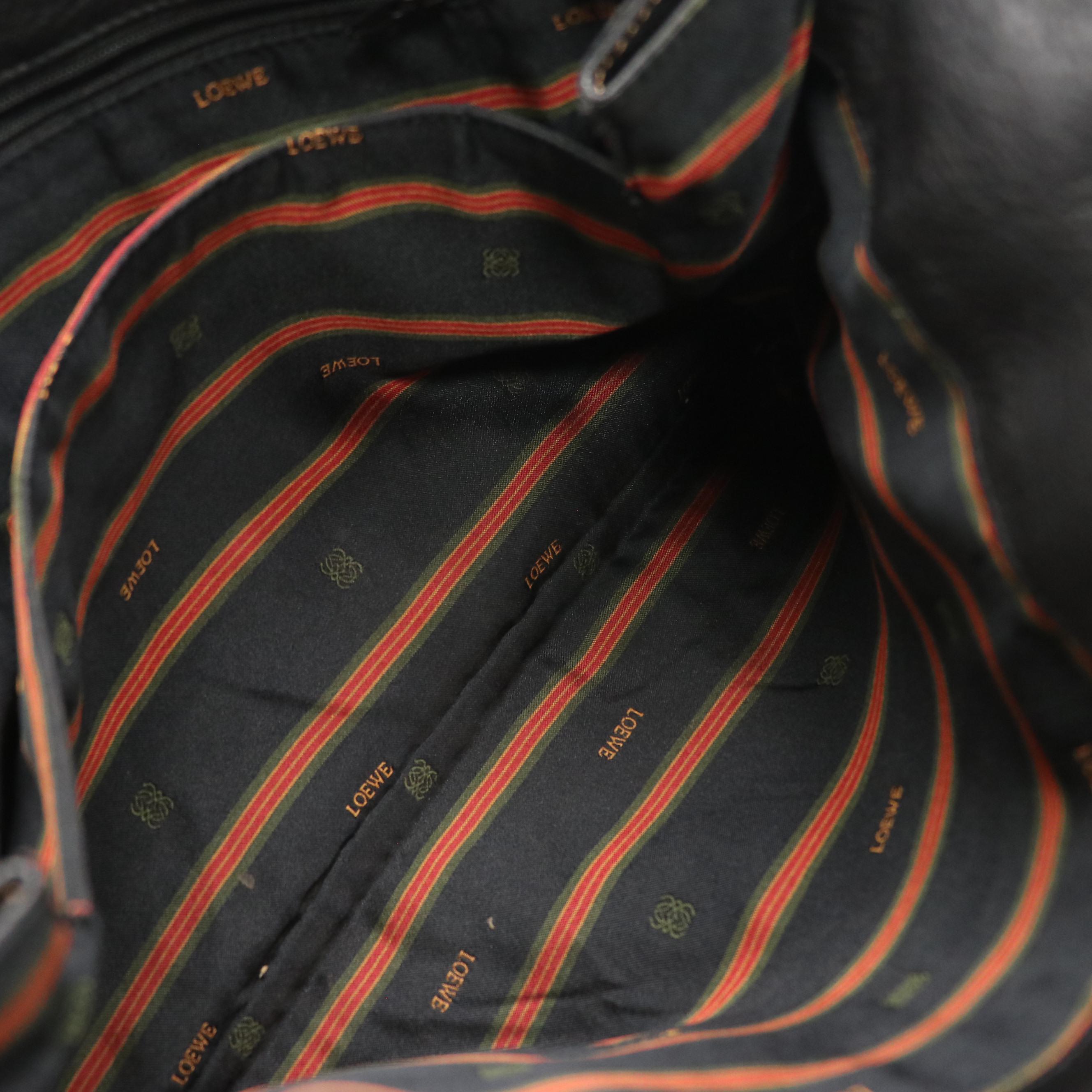 Loewe Top Stitched Shoulder Tote in Black Grained Calfskin Leather