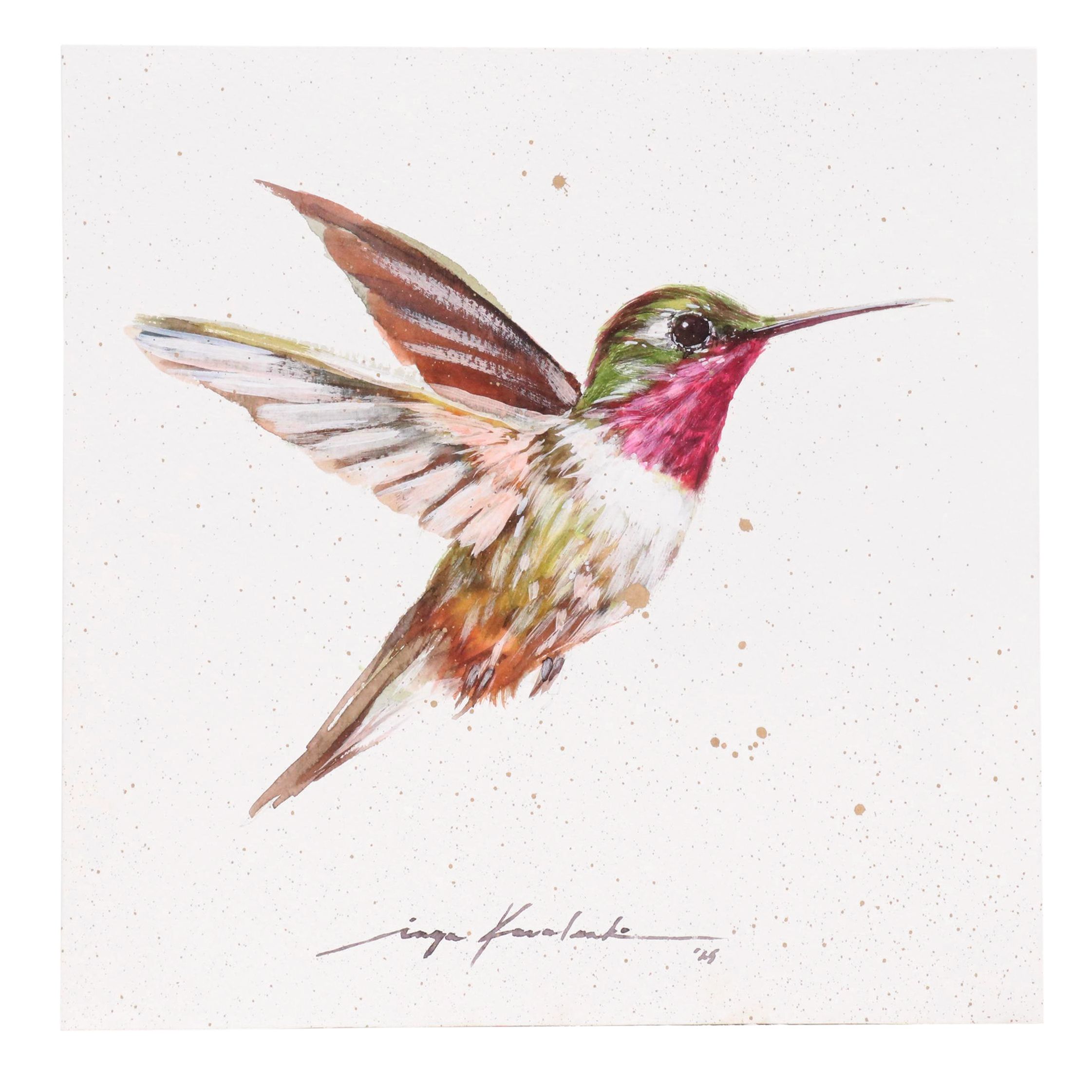 Inga Kovalenko Watercolor Painting of a Hummingbird, 2025