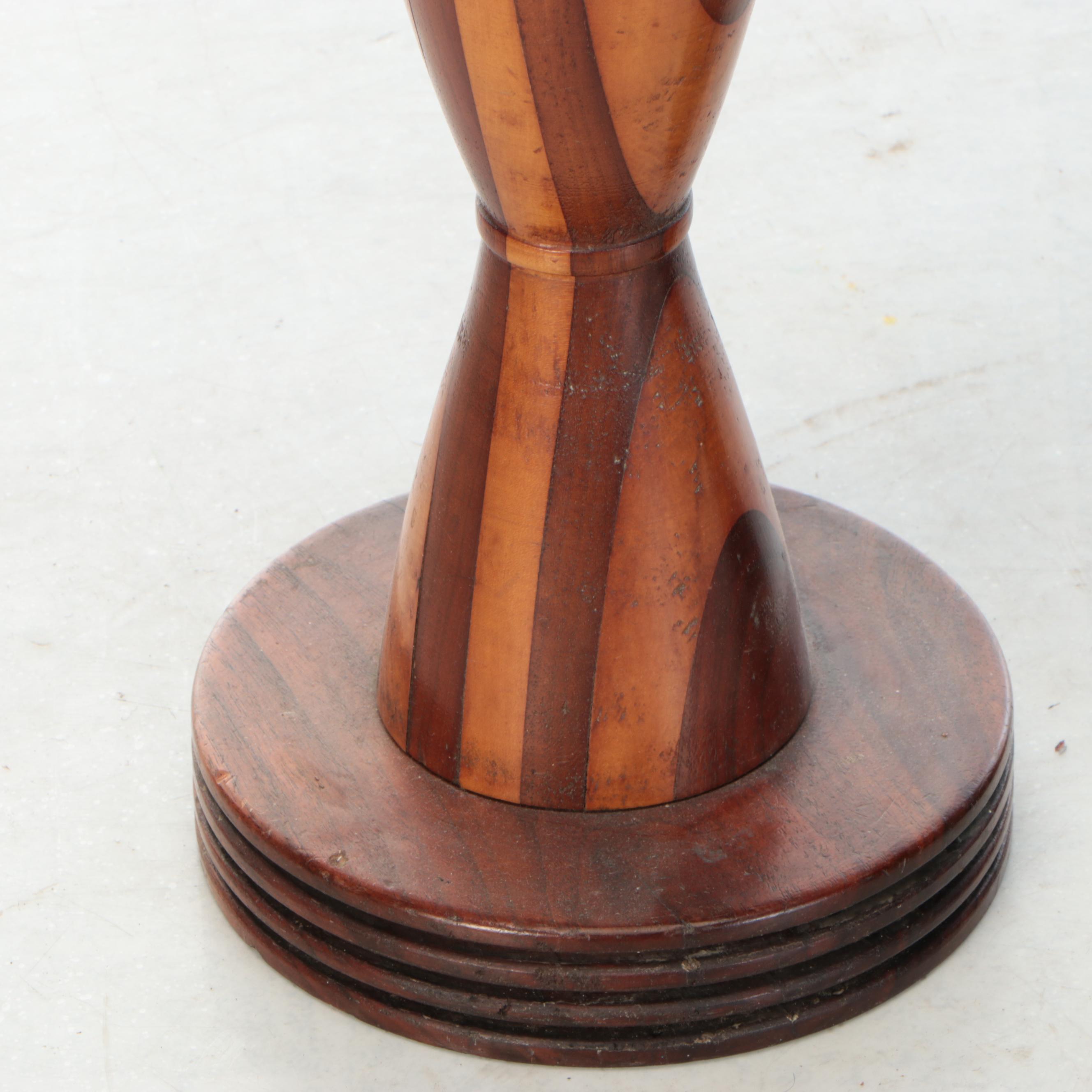 Segmented Wood Pillar Candle Holder and Turned Wood Candle Pricket