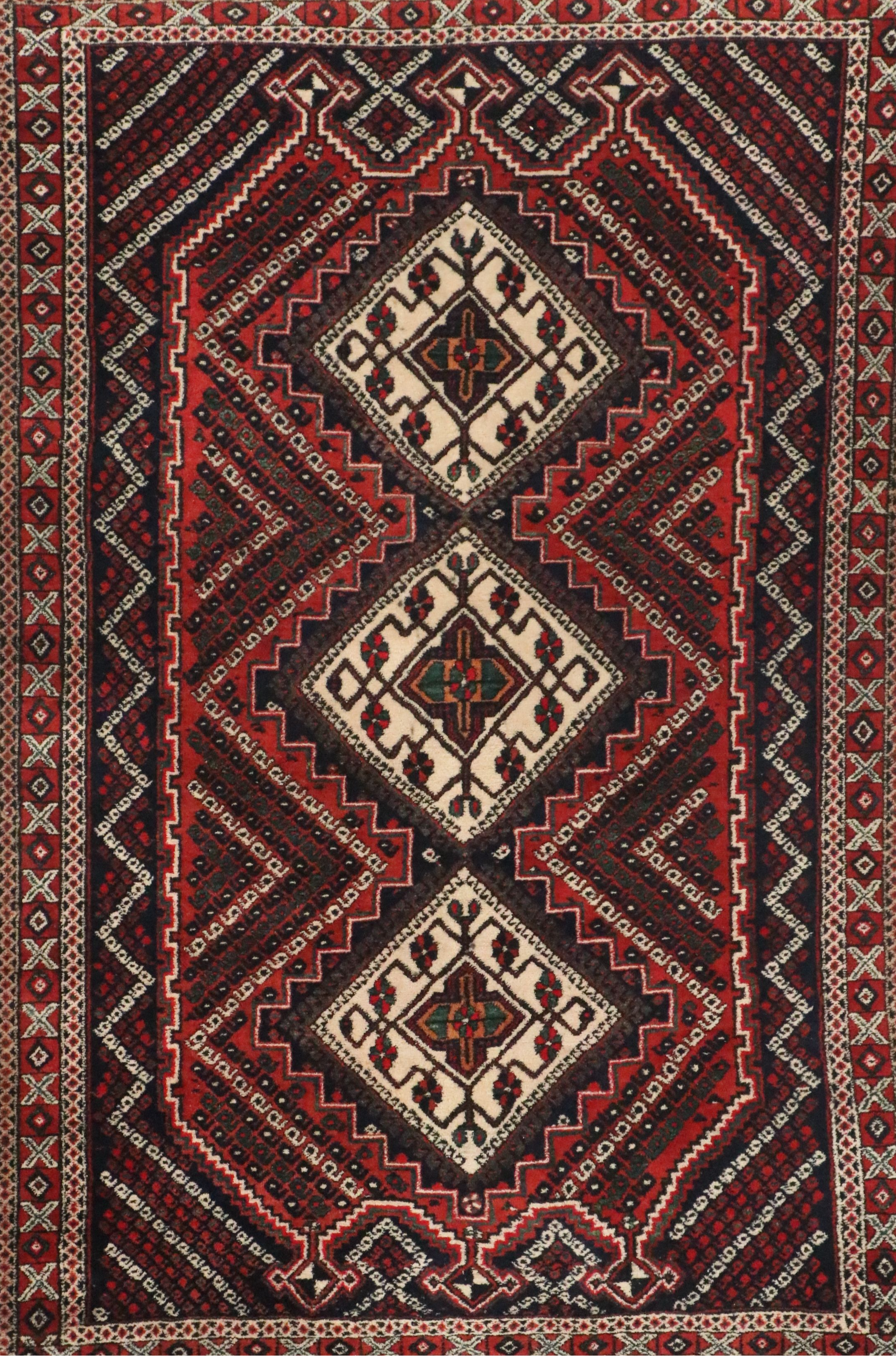 3'9 x 5'8 Hand-Knotted Persian Afshar Area Rug