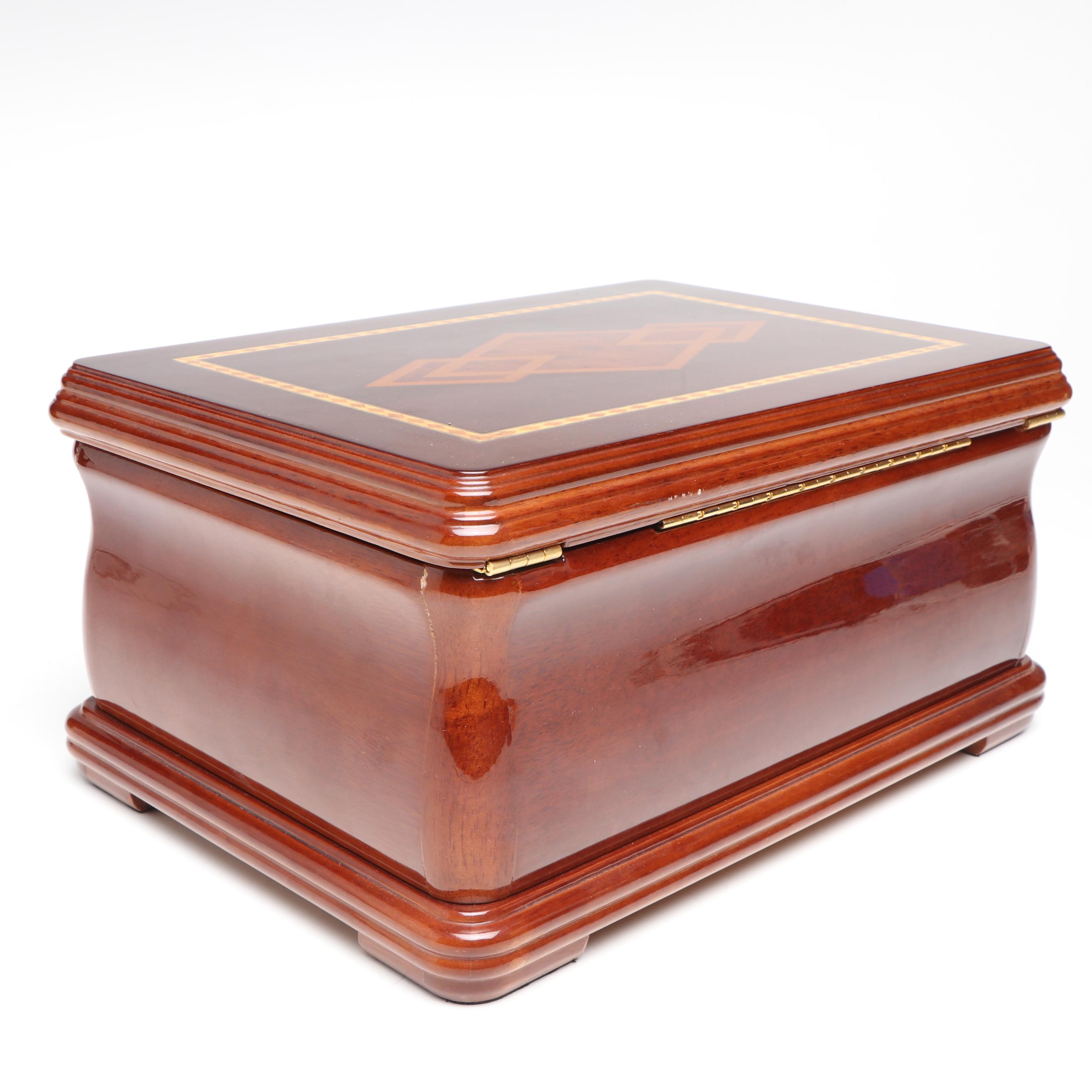 Alexander Kalifano Burlwood Marquetry Cedar Lined Humidor with Hygrometer