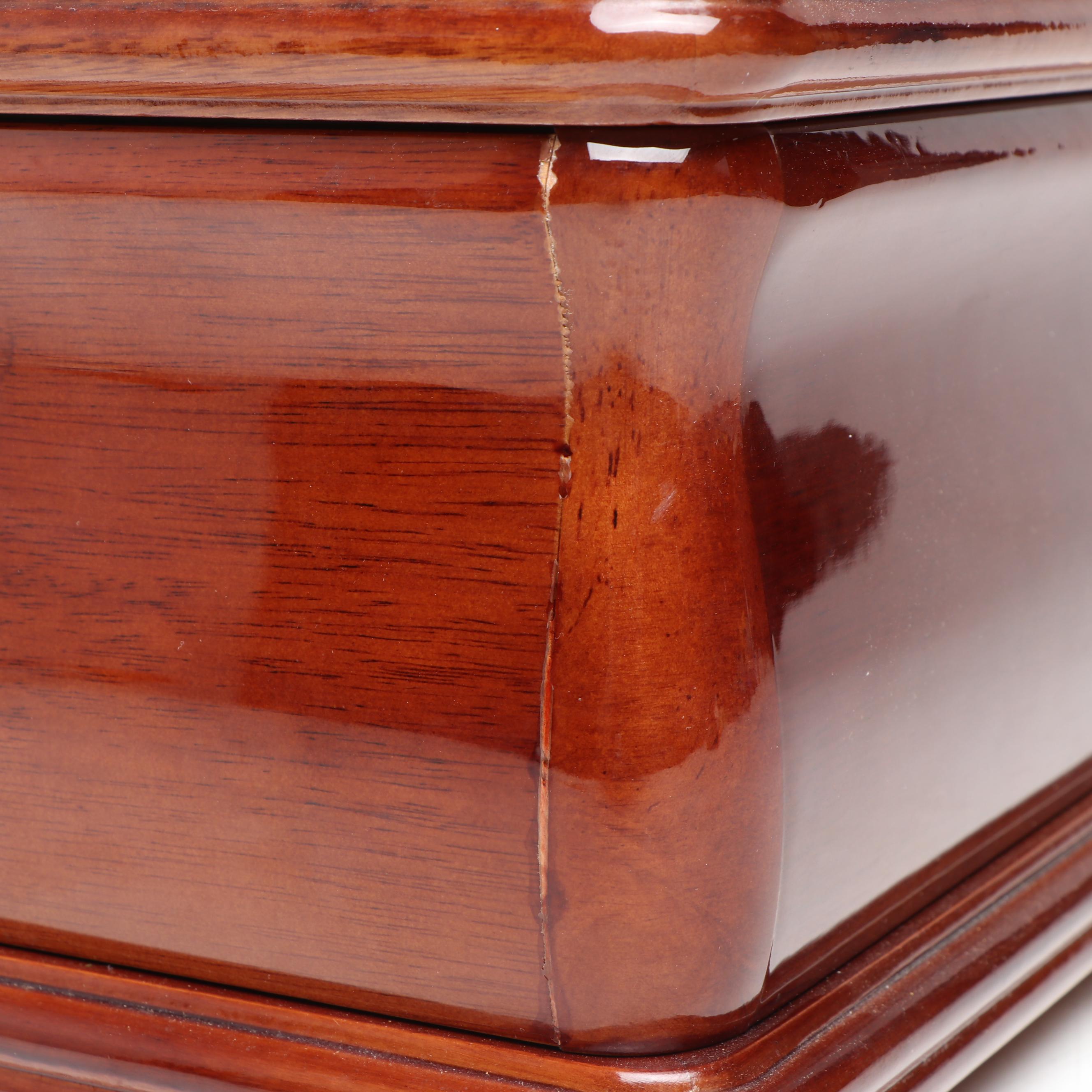 Alexander Kalifano Burlwood Marquetry Cedar Lined Humidor with Hygrometer