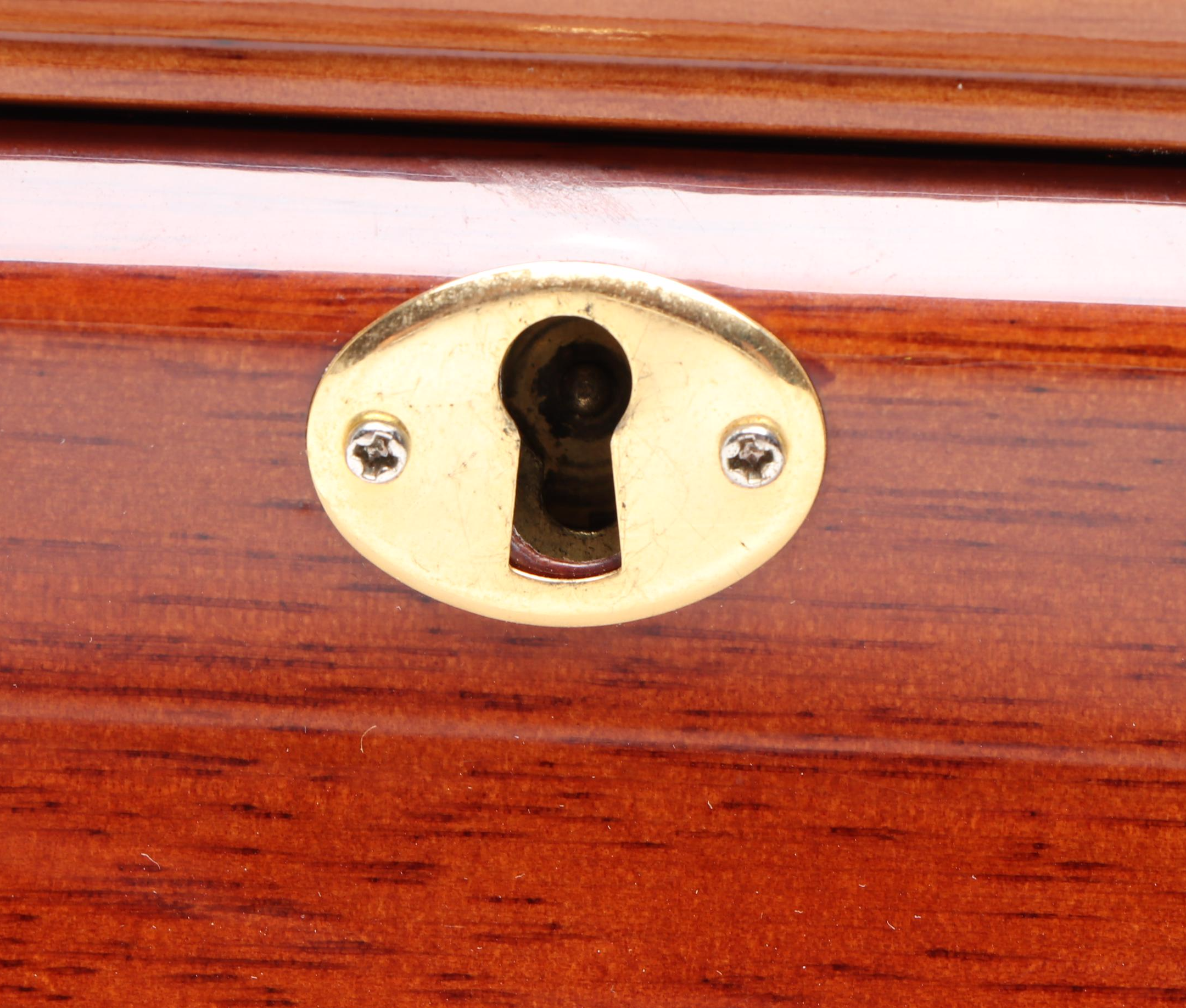 Alexander Kalifano Burlwood Marquetry Cedar Lined Humidor with Hygrometer