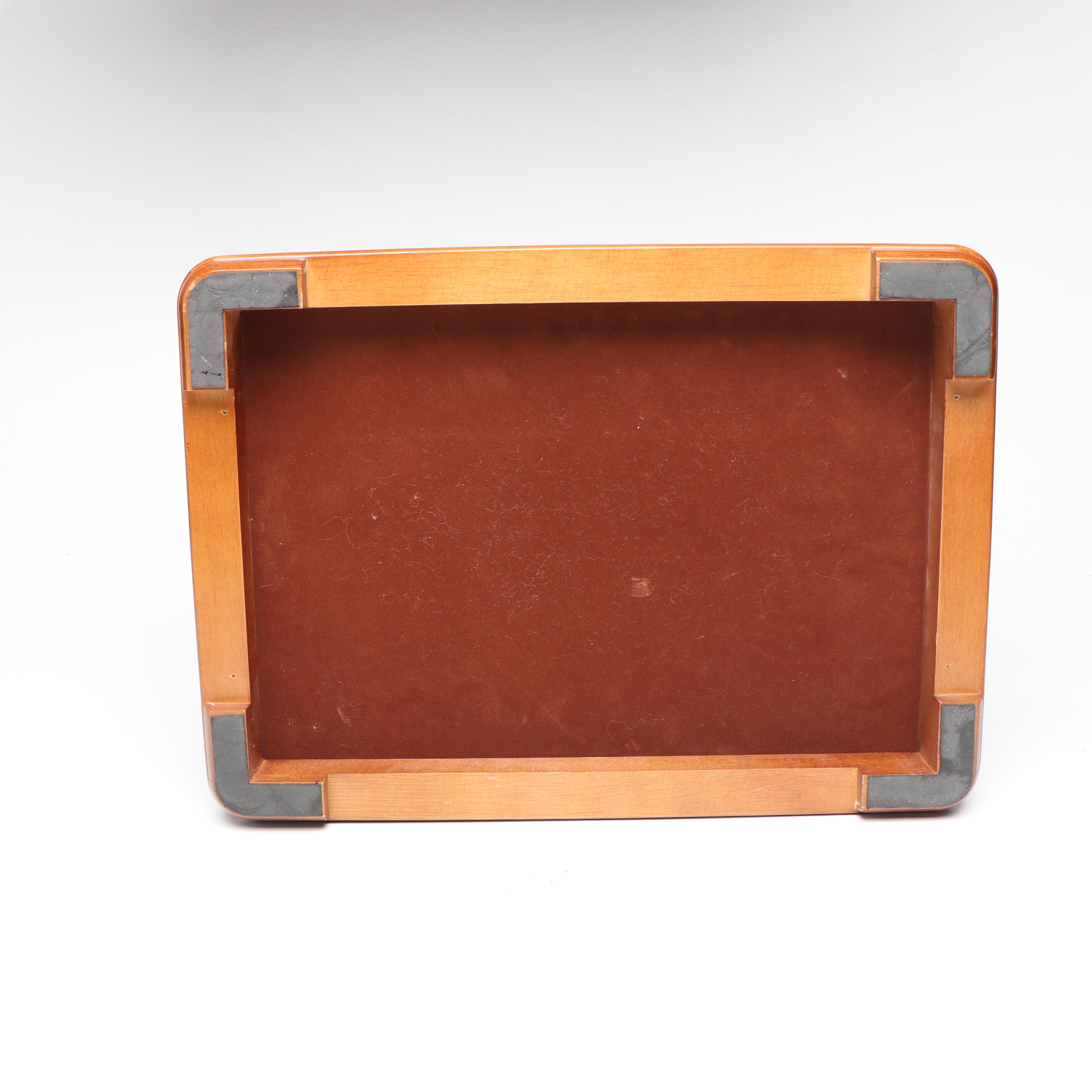 Alexander Kalifano Burlwood Marquetry Cedar Lined Humidor with Hygrometer