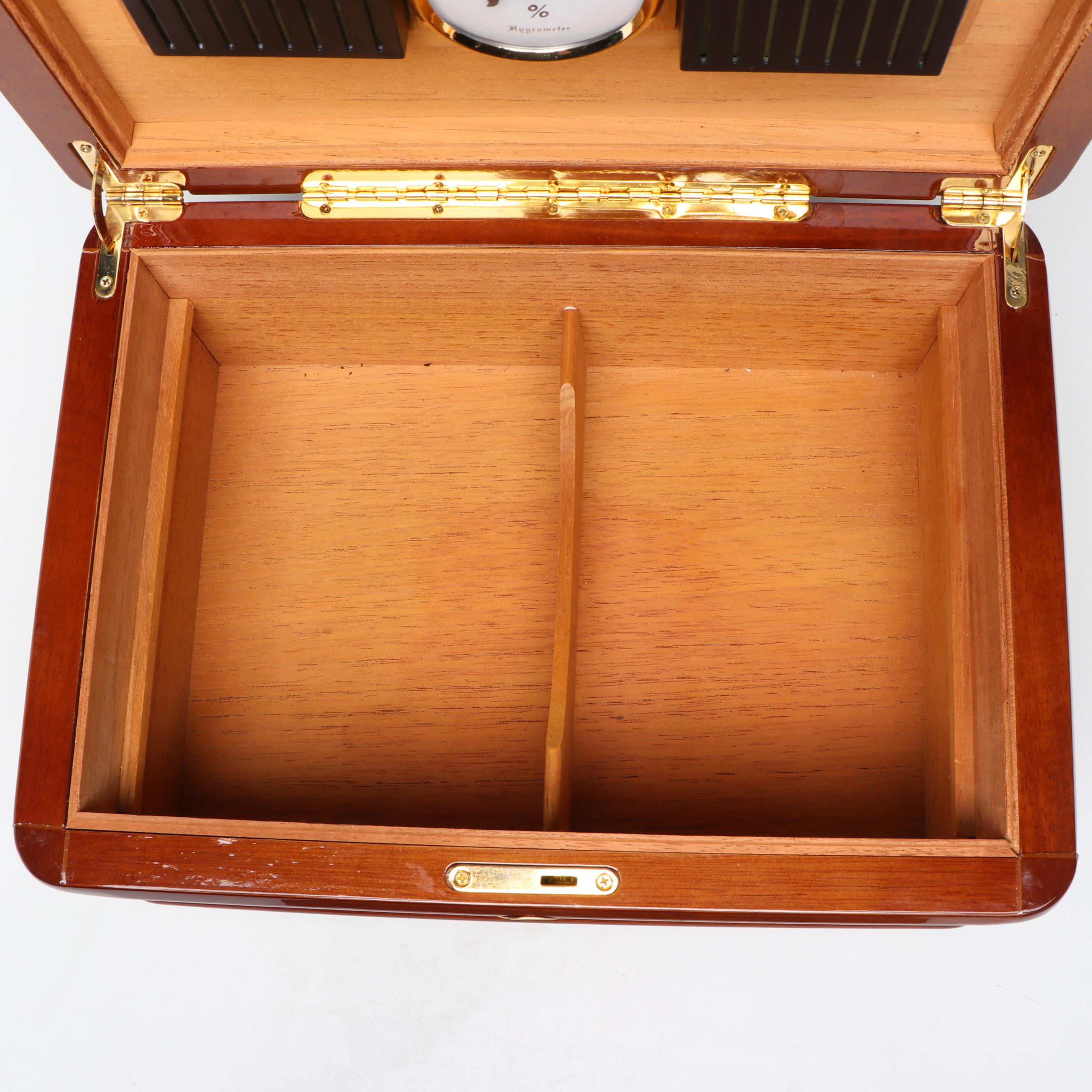 Alexander Kalifano Burlwood Marquetry Cedar Lined Humidor with Hygrometer