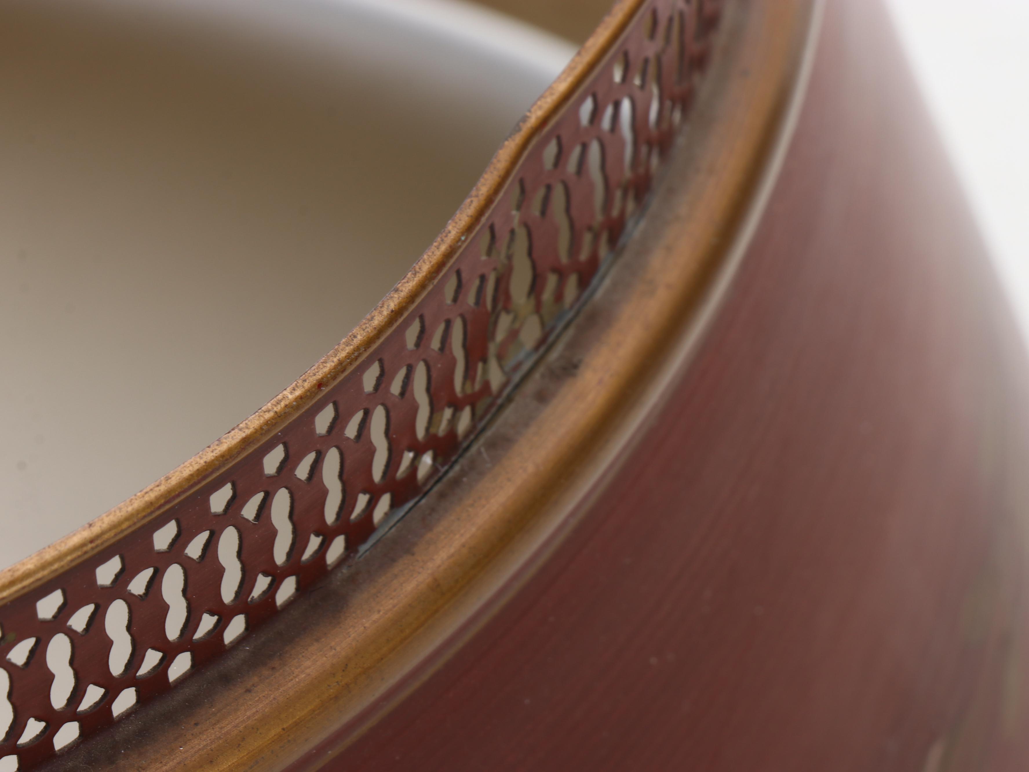 French Empire Style Red Toleware Table Lamp