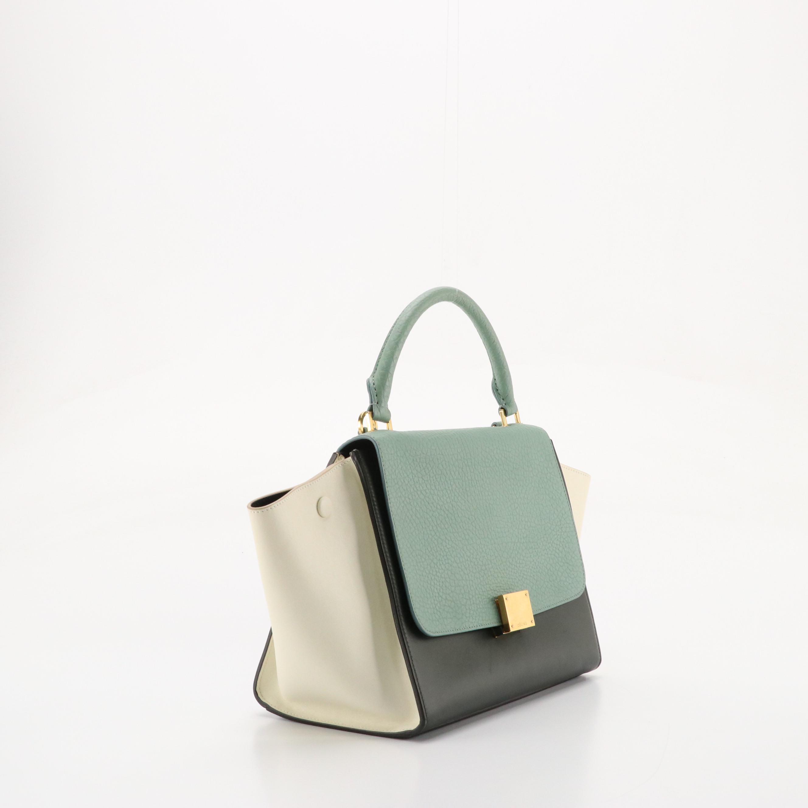 Céline Trapeze Two-Way Tote in Tricolor Grained and Smooth Calfskin Leather