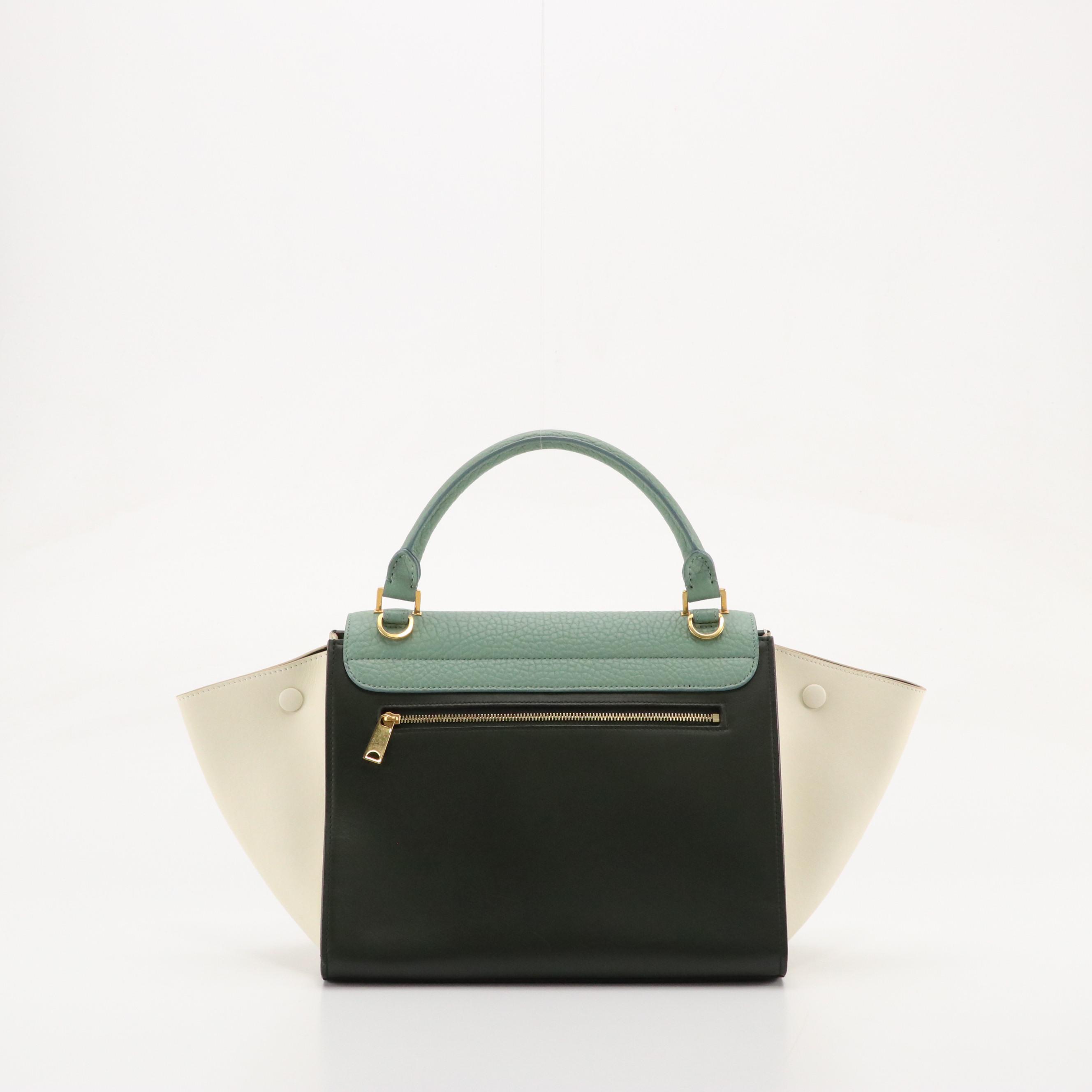 Céline Trapeze Two-Way Tote in Tricolor Grained and Smooth Calfskin Leather