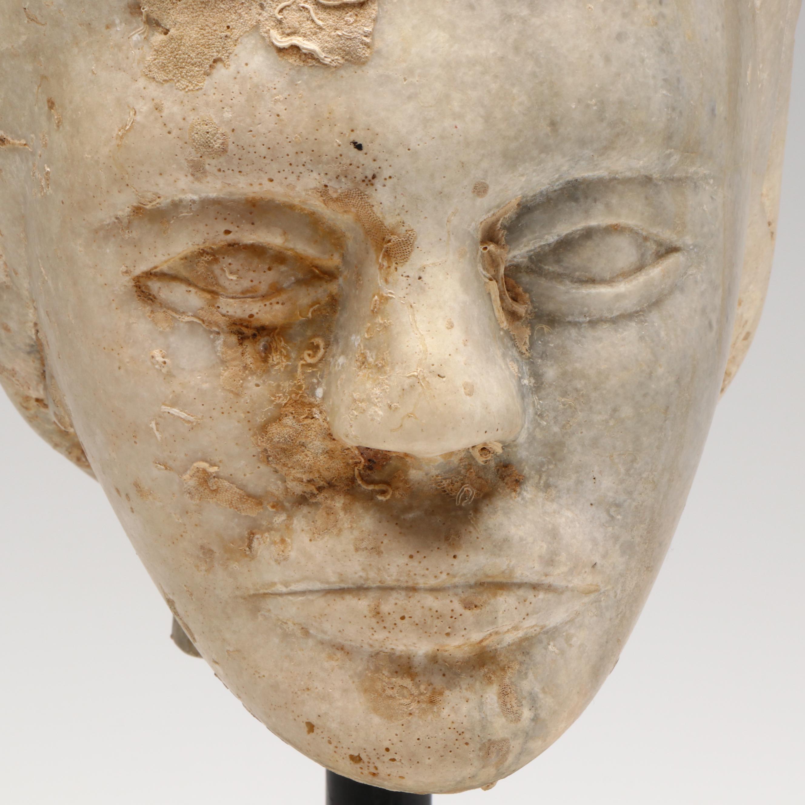 Ancient Roman Marble Female Head, Circa 14th–15th CE