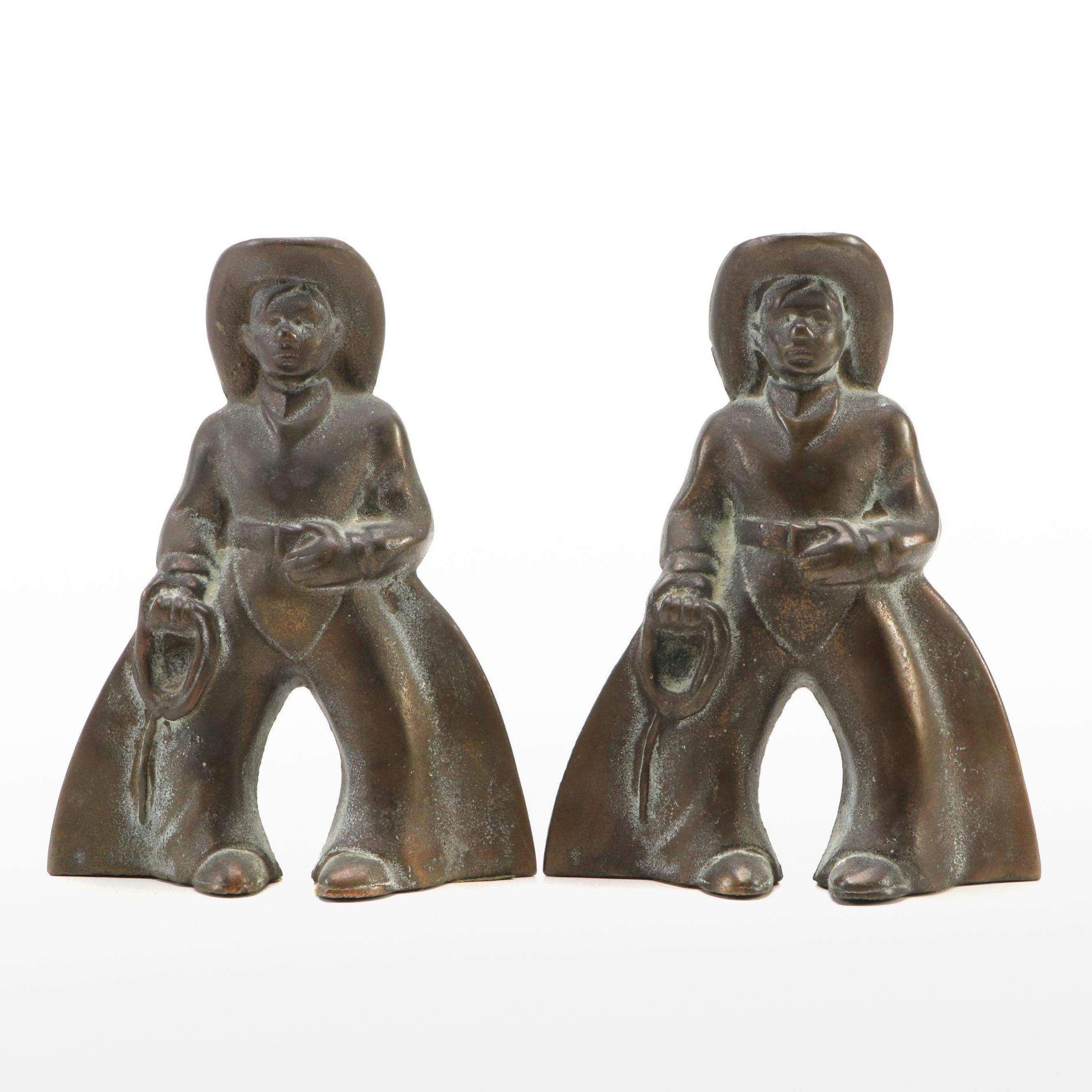 American Cowboy Brass Bookends